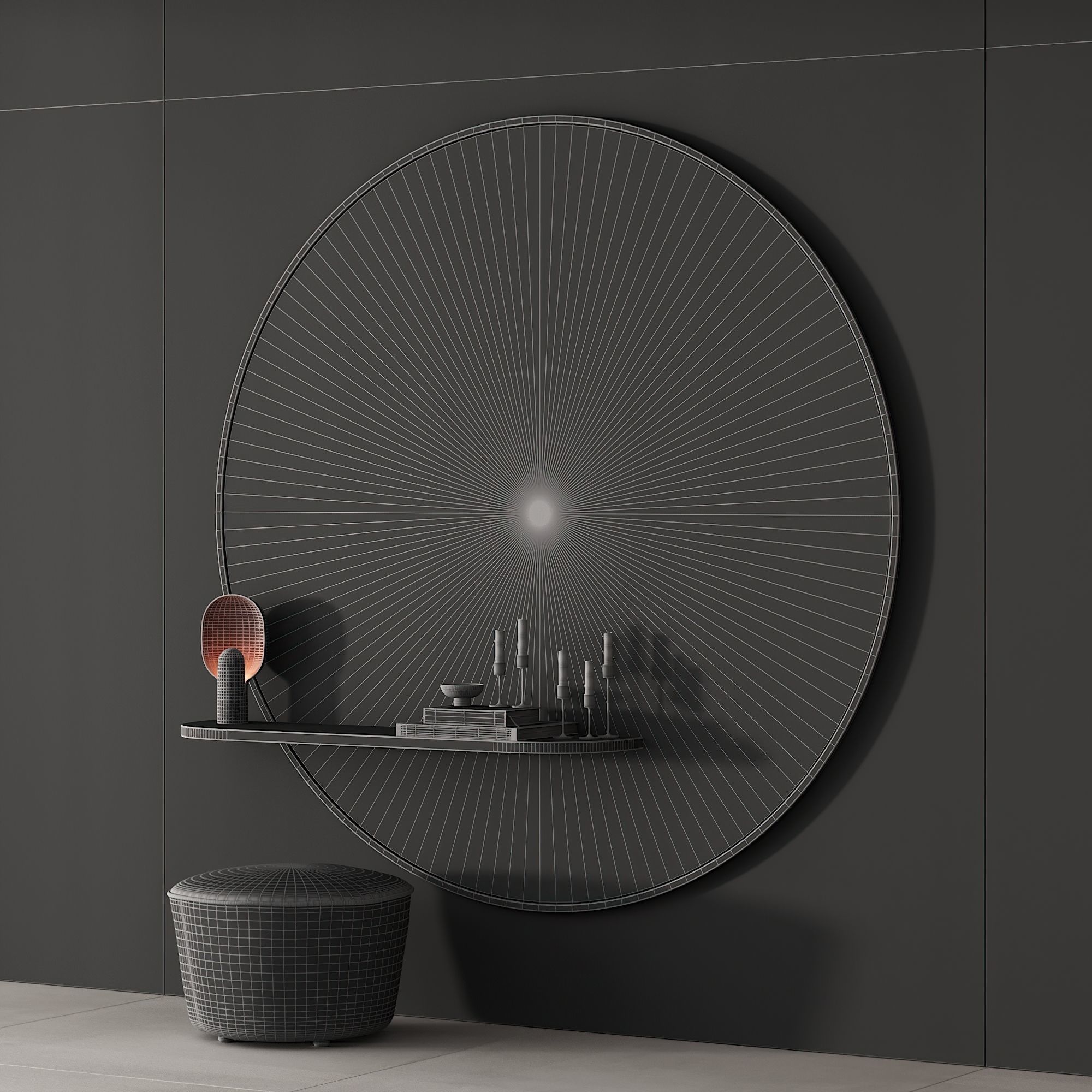 229 hallway zone 06 large round minimal round mirror 01 3D model_5