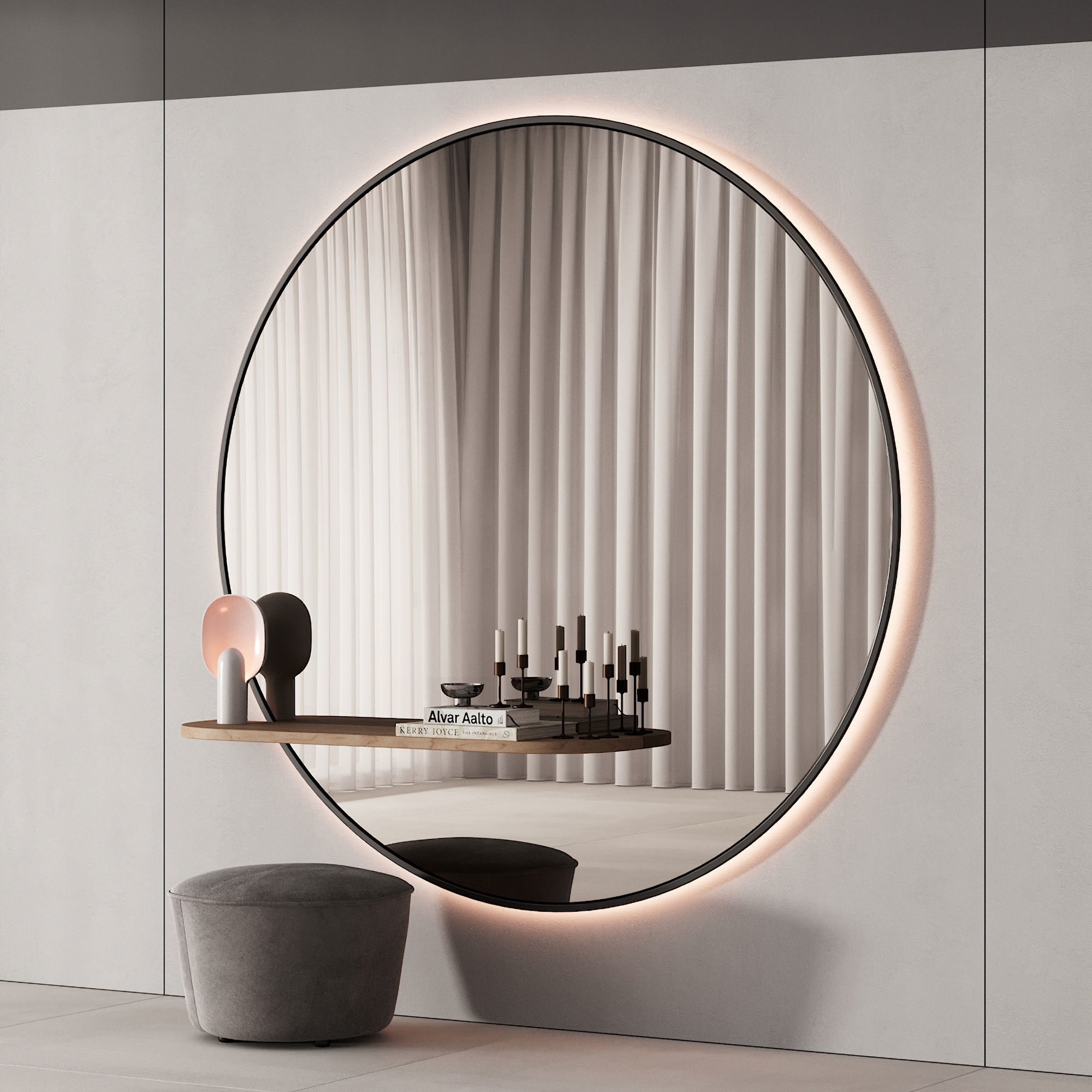 229 hallway zone 06 large round minimal round mirror 01 3D model_3