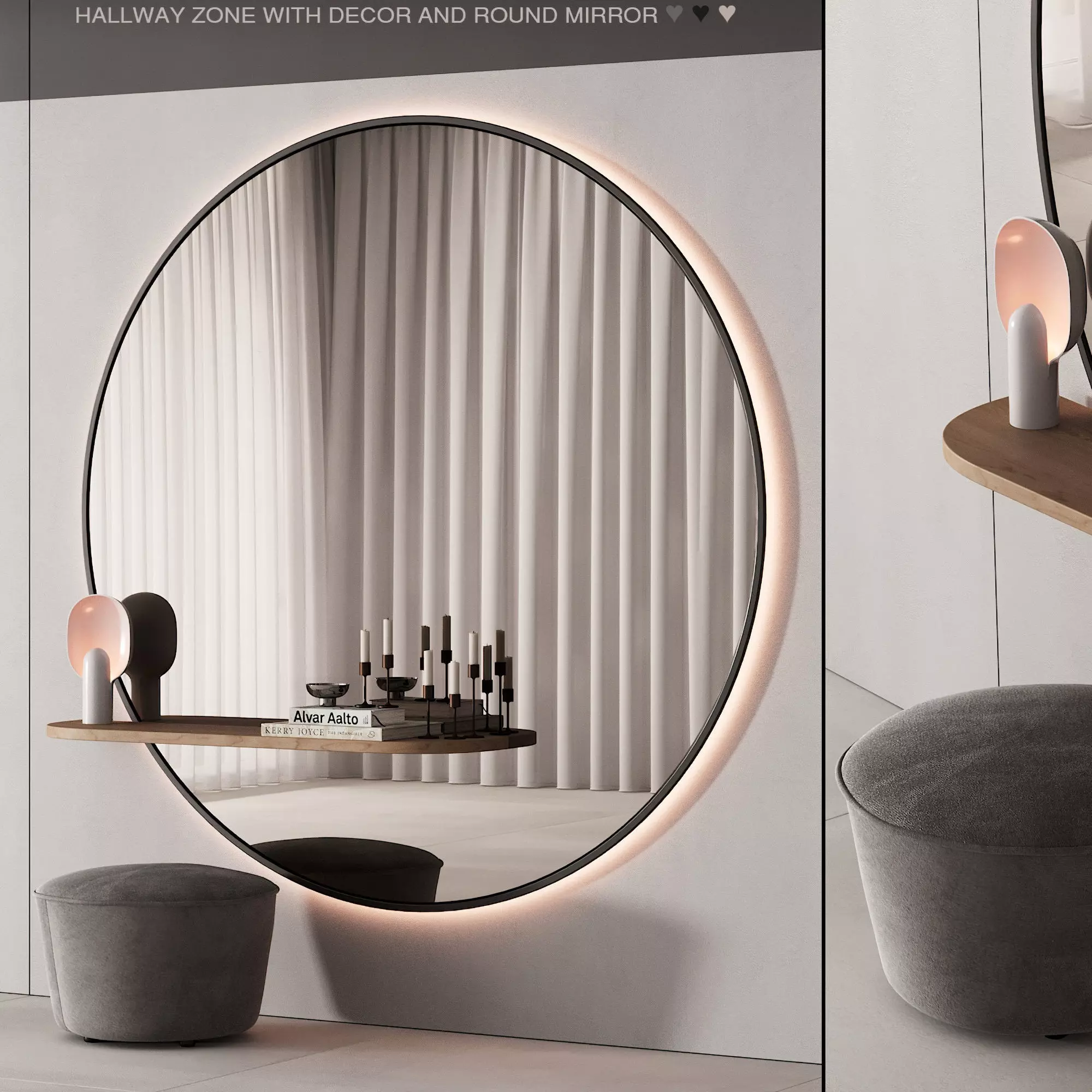 229 hallway zone 06 large round minimal round mirror 01 3D model_0