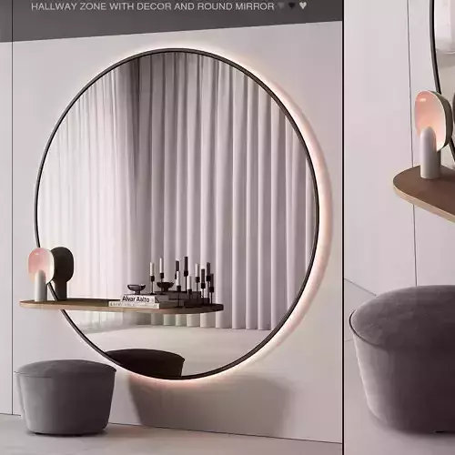 229 hallway zone 06 large round minimal round mirror 01