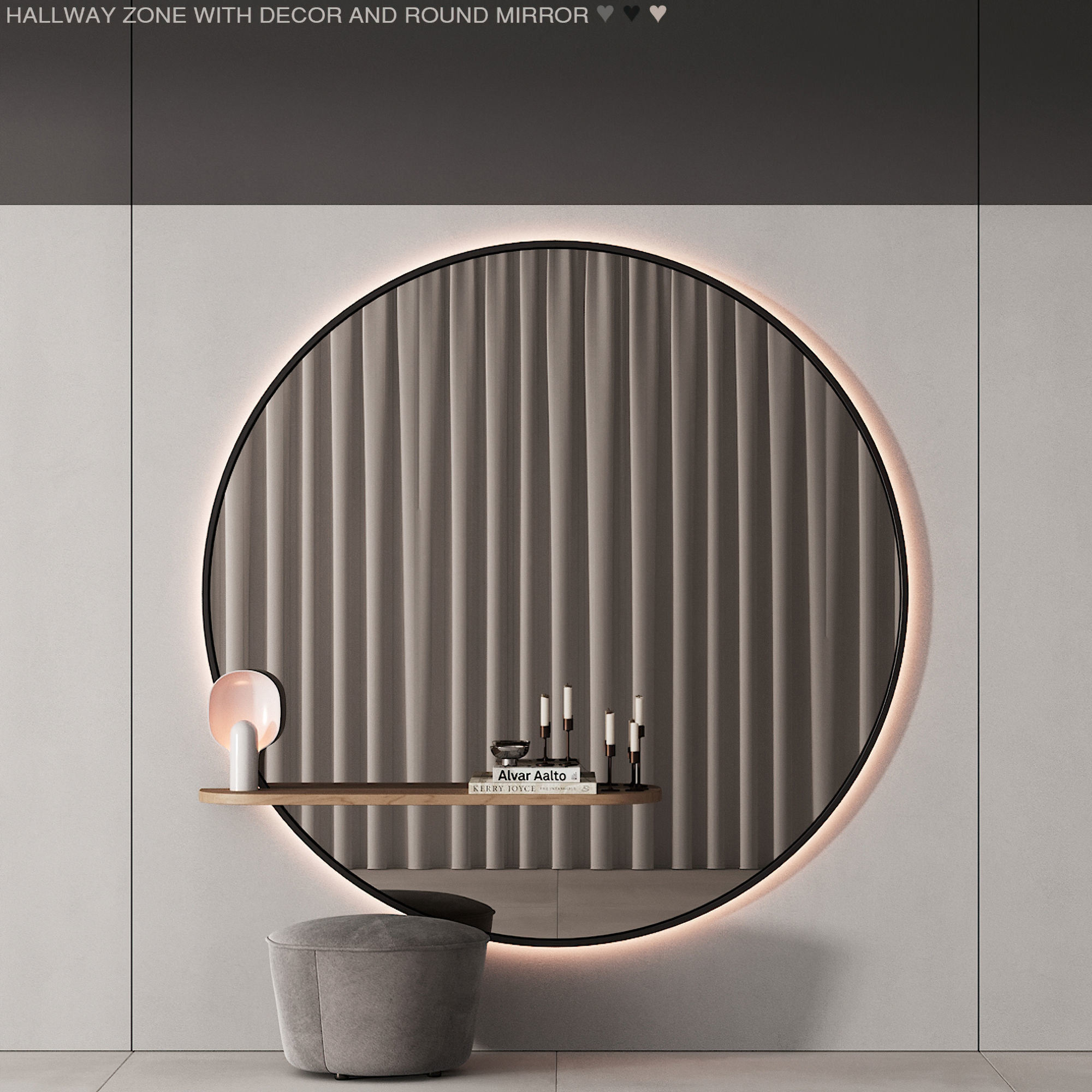 229 hallway zone 06 large round minimal round mirror 01 3D model_2