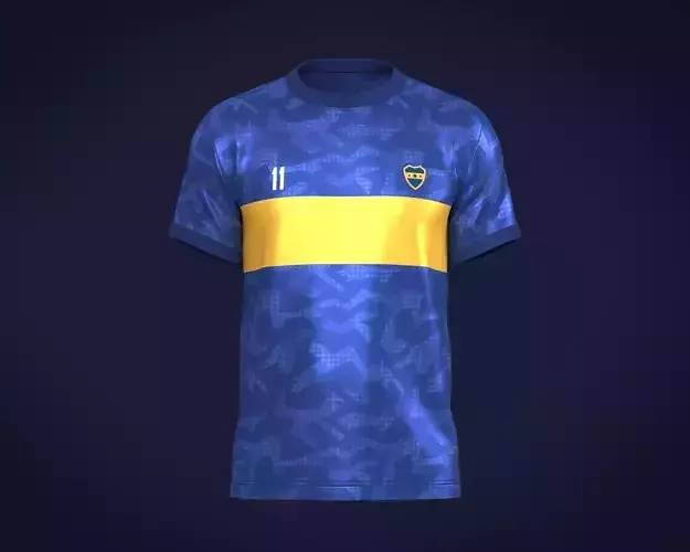 Soccer Football Blue with Merigold color Line Jersey Player-11 3D model