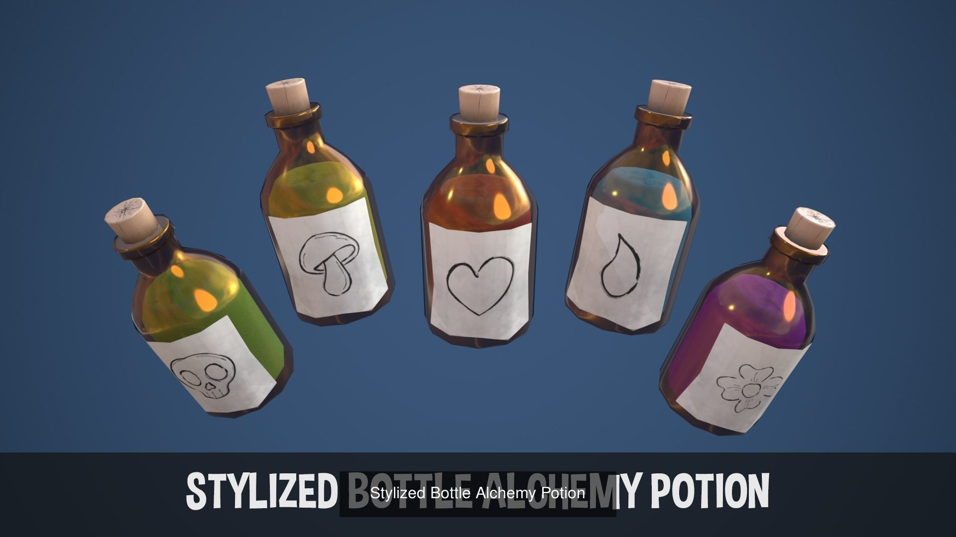 Stylized Alchemy Potions Pack 3D Model Collection_4