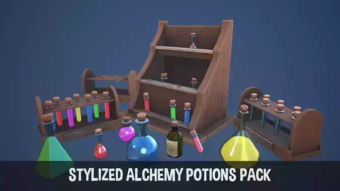 Stylized Alchemy Potions Pack 3D Model Collection