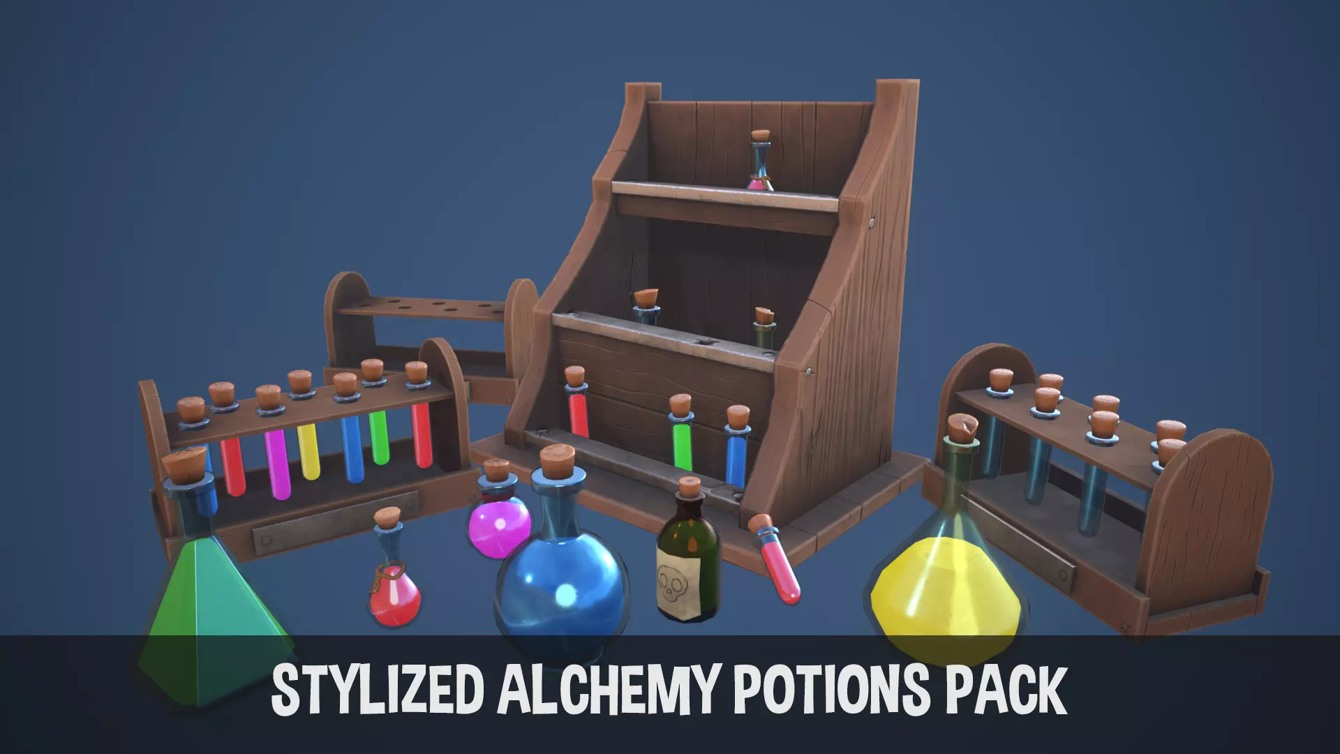 Stylized Alchemy Potions Pack 3D Model Collection_0
