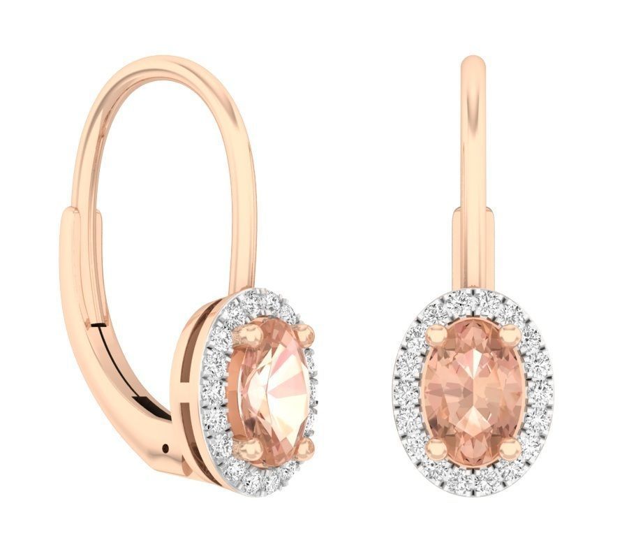 AV 413 Diamond Ladies Halo Style Dangling Drop Earrings 3D model 3D