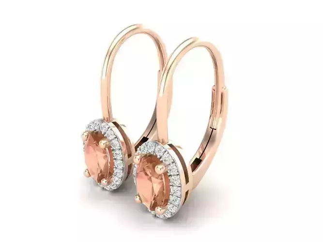 AV 413 Diamond Ladies Halo Style Dangling Drop Earrings 3D print model