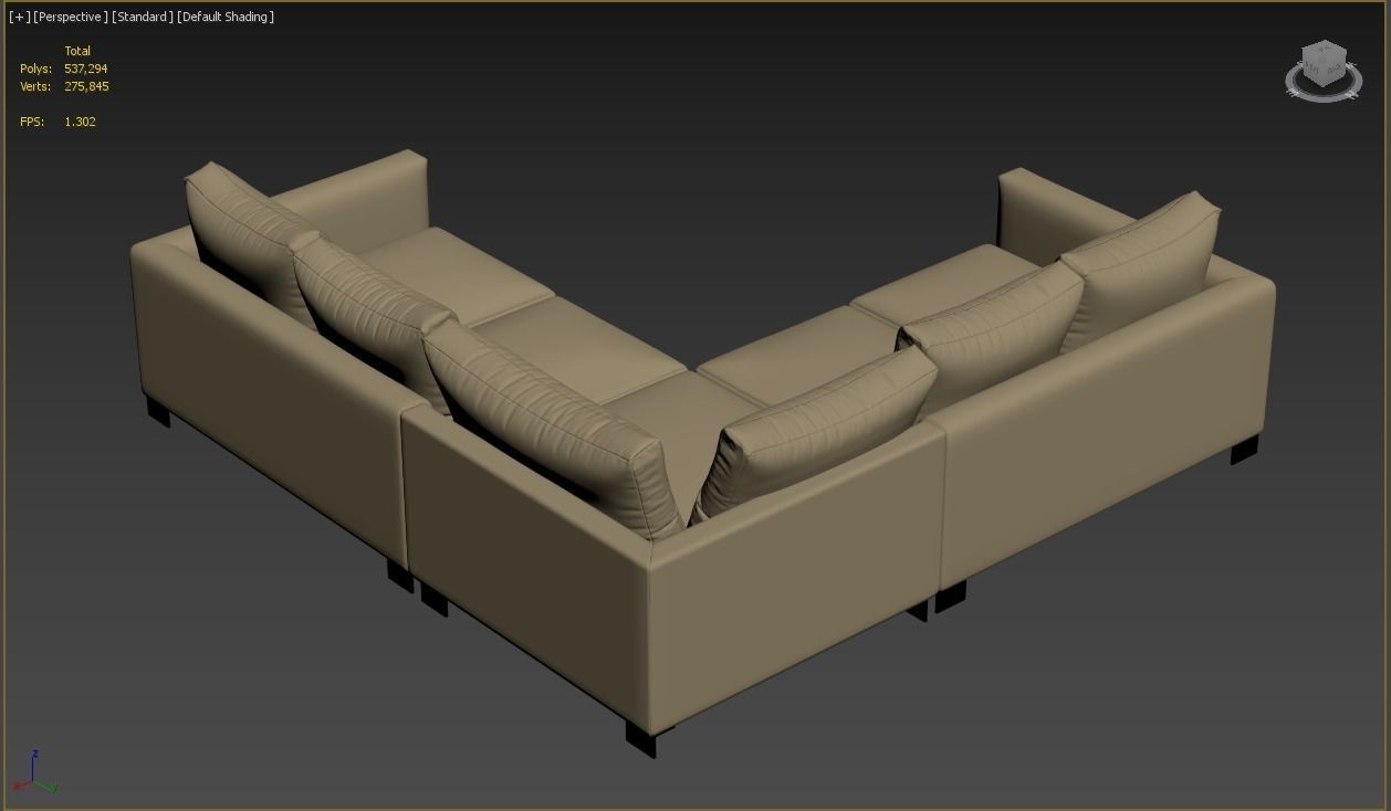 Sofa Zora small Square corner unit 258cm x 258cm 3D model_2