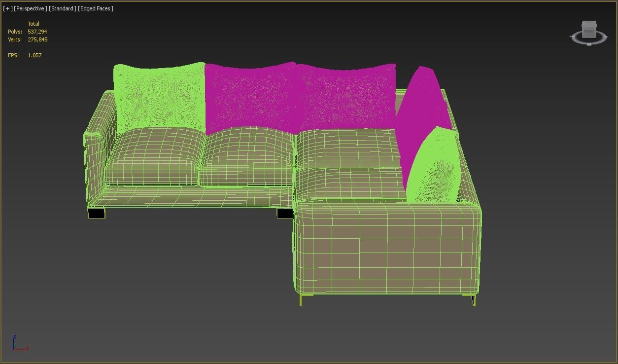 Sofa Zora small Square corner unit 258cm x 258cm 3D model_4