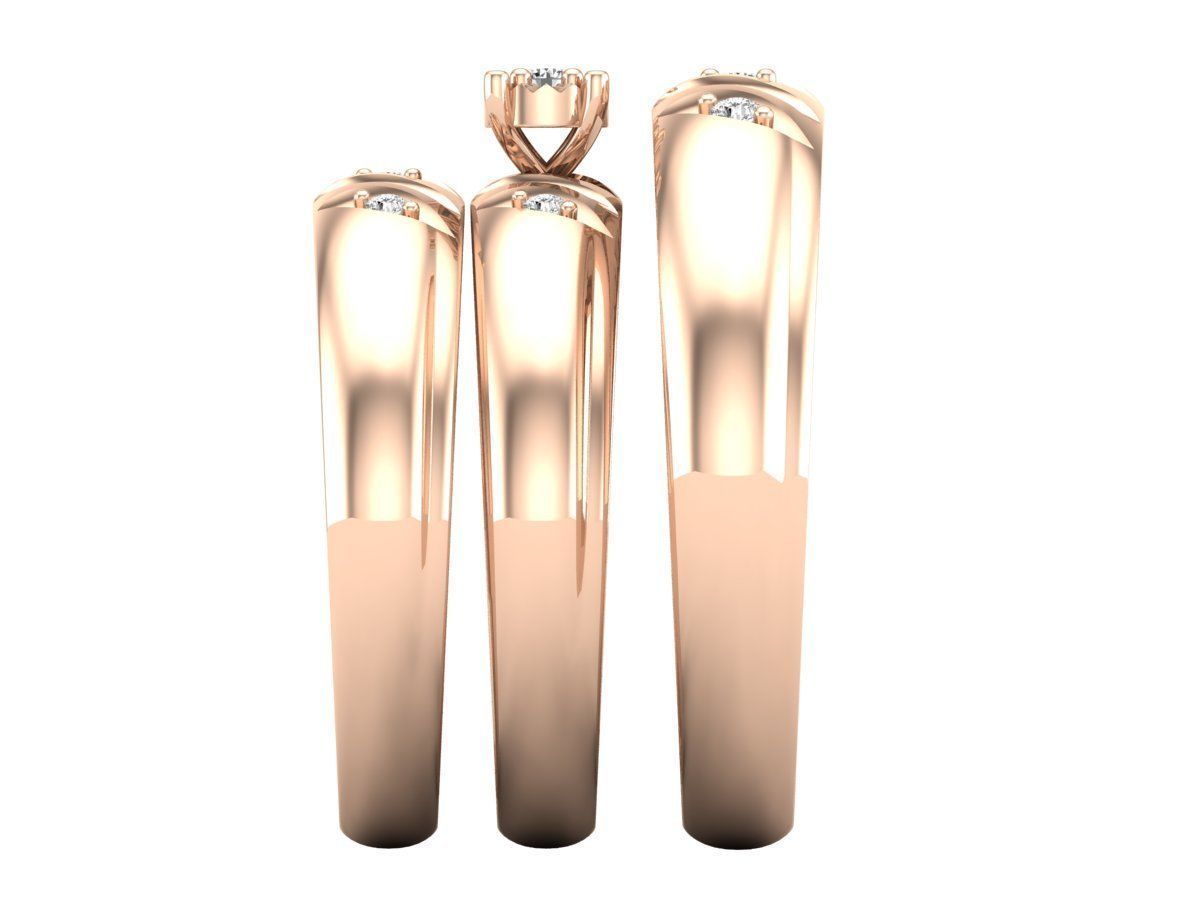 AV 414 Diamond Men and Womens Ring Trio Set 3D print model_9