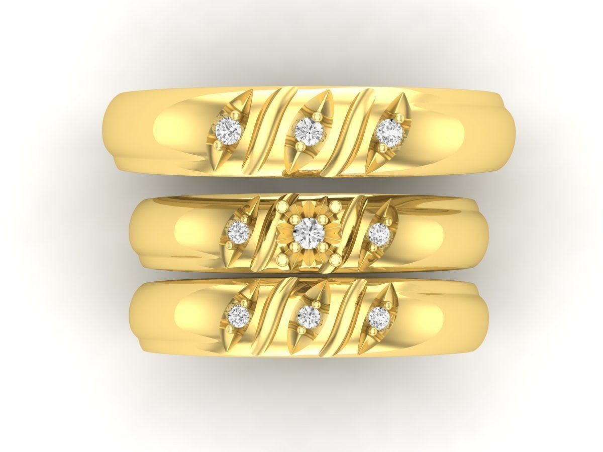 AV 414 Diamond Men and Womens Ring Trio Set 3D print model_5