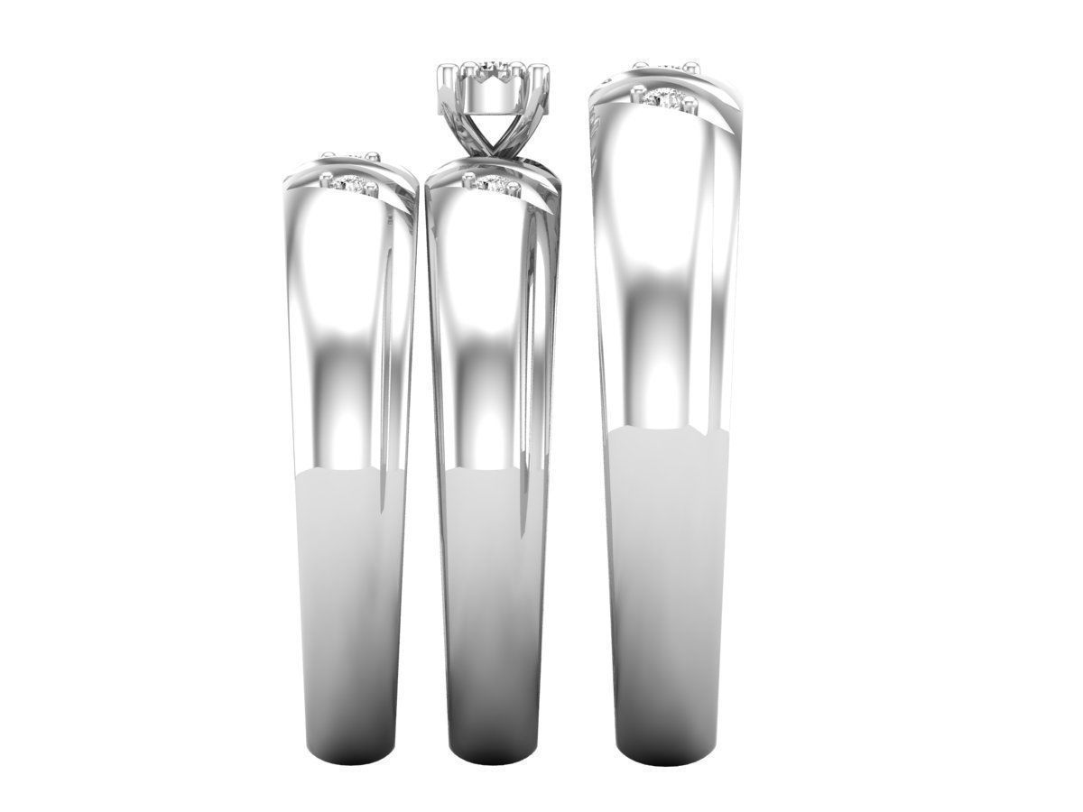 AV 414 Diamond Men and Womens Ring Trio Set 3D print model_8