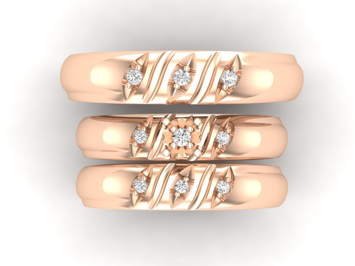 AV 414 Diamond Men and Womens Ring Trio Set 3D print model_4