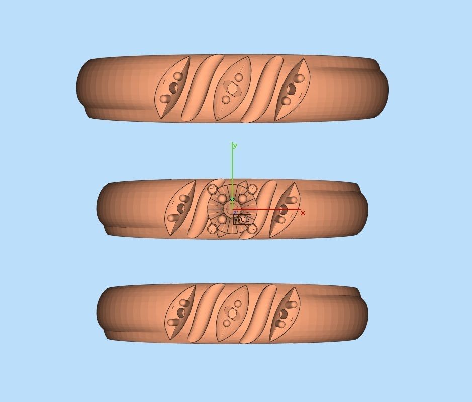 AV 414 Diamond Men and Womens Ring Trio Set 3D print model_11