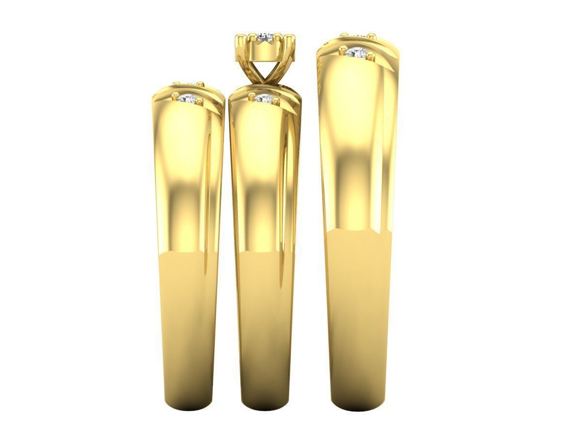 AV 414 Diamond Men and Womens Ring Trio Set 3D print model_7