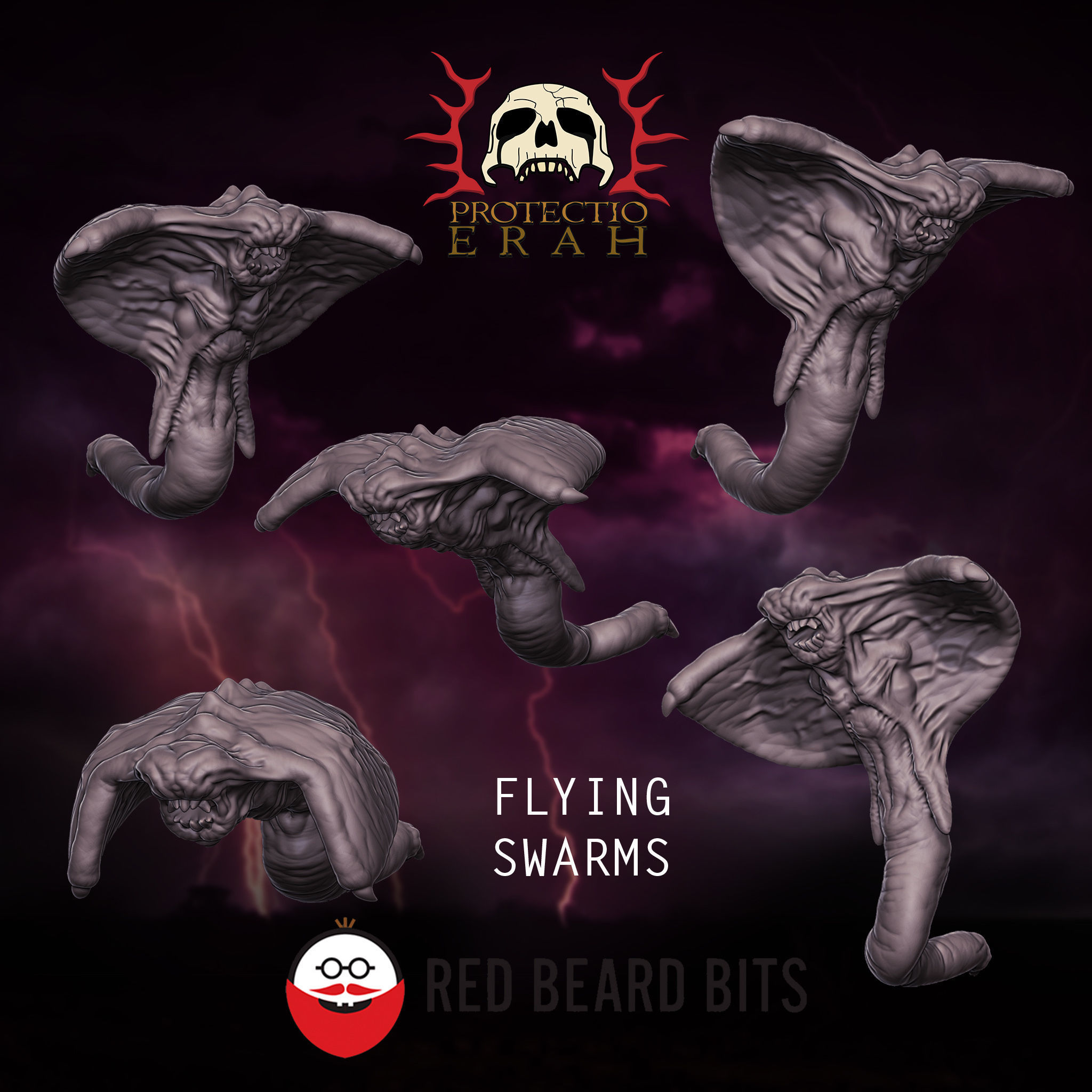 Xenoteras Parasyte Wyrm and Flying Swarms 3D print model_9