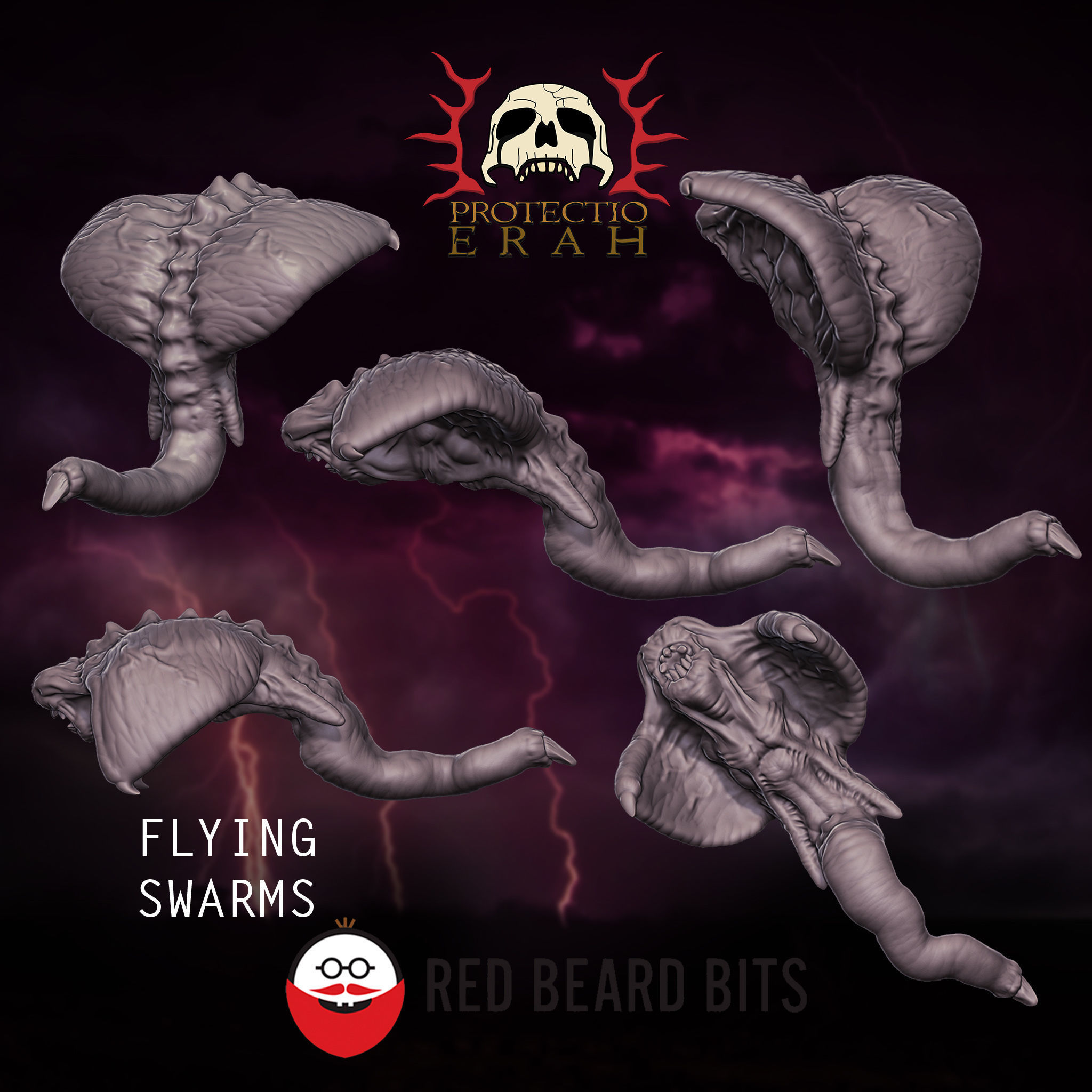 Xenoteras Parasyte Wyrm and Flying Swarms 3D print model_8