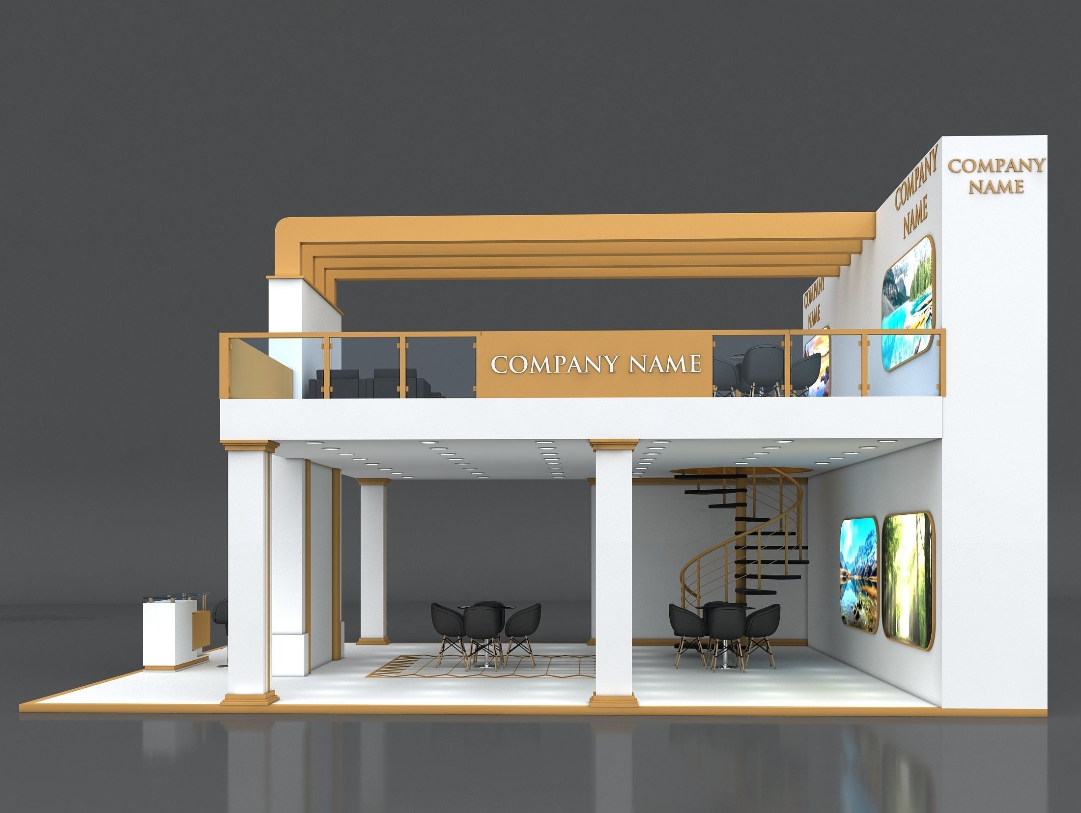 3D Booth Exhibition Stand Stall 8x10m Height 550 cm 3 Side Open 3D model_8