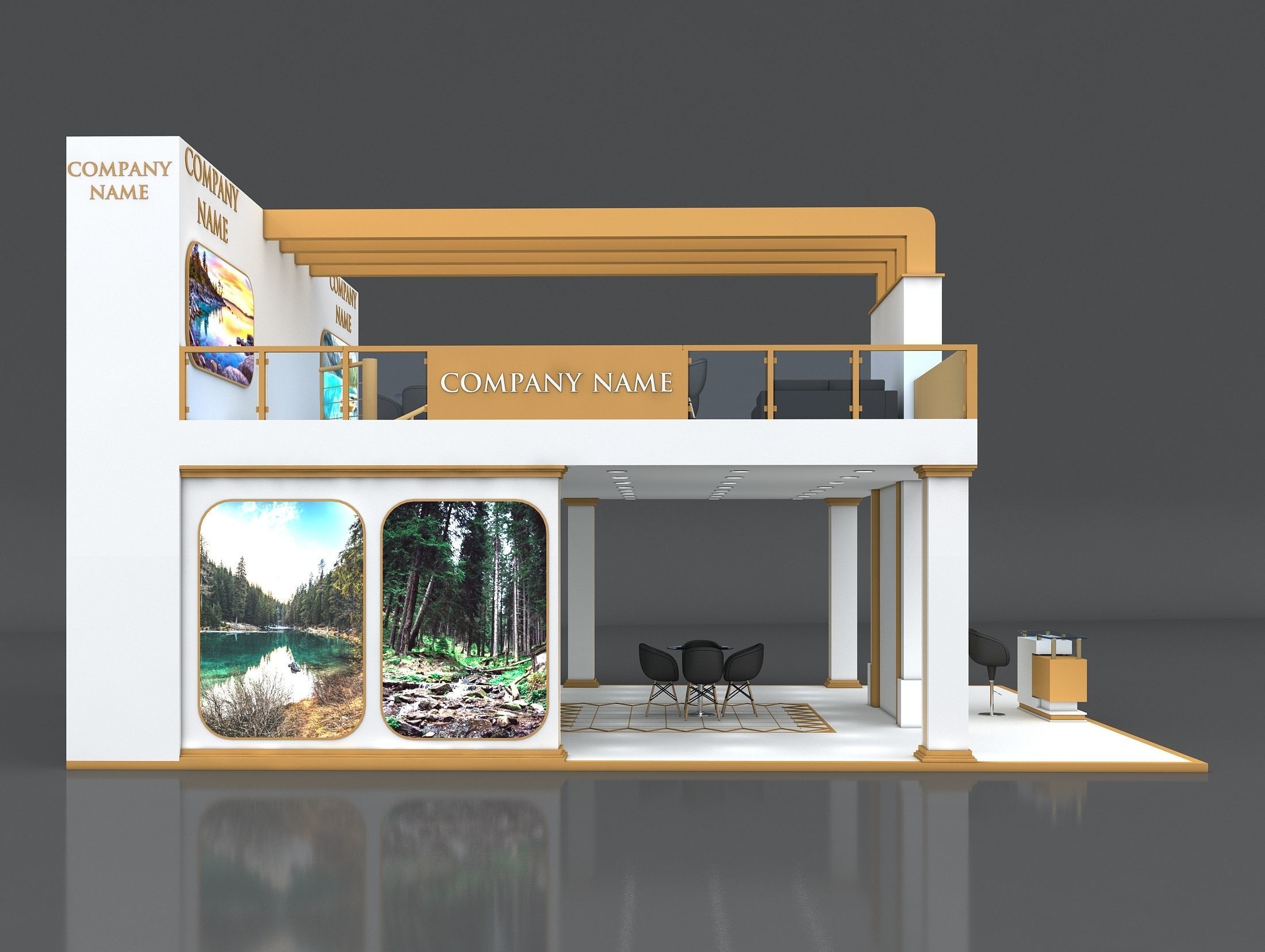 3D Booth Exhibition Stand Stall 8x10m Height 550 cm 3 Side Open 3D model_6