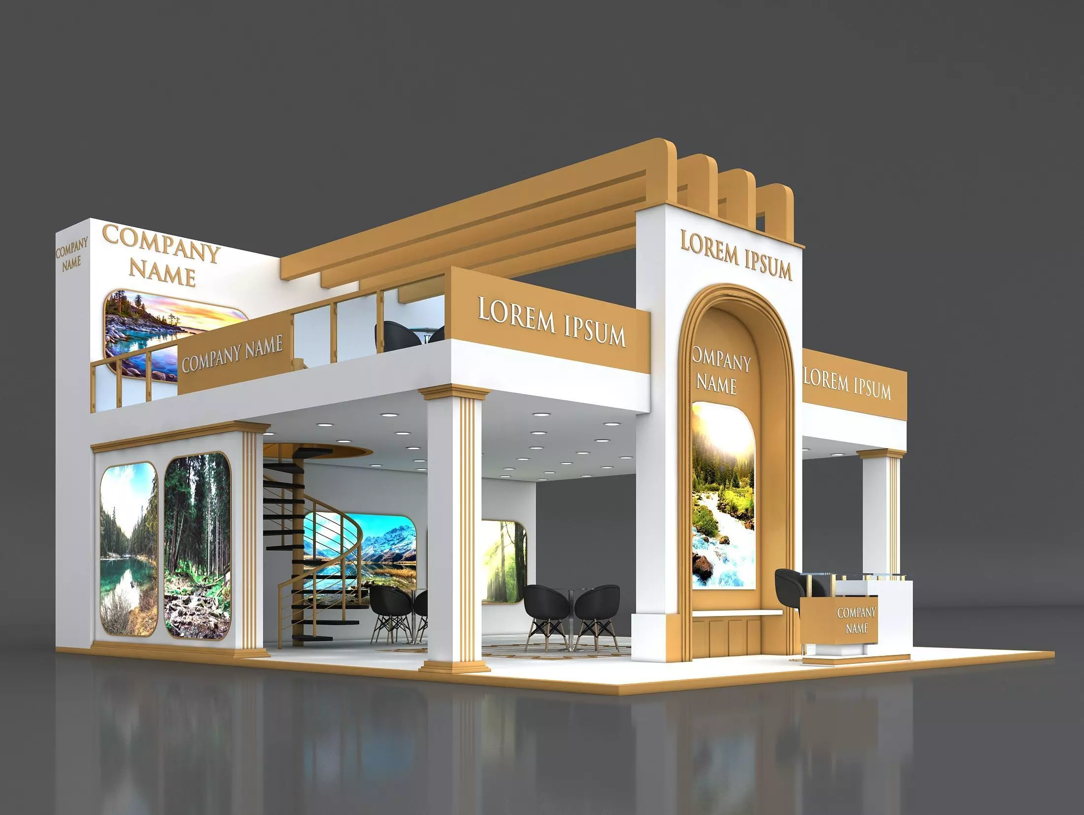 3D Booth Exhibition Stand Stall 8x10m Height 550 cm 3 Side Open 3D model_0