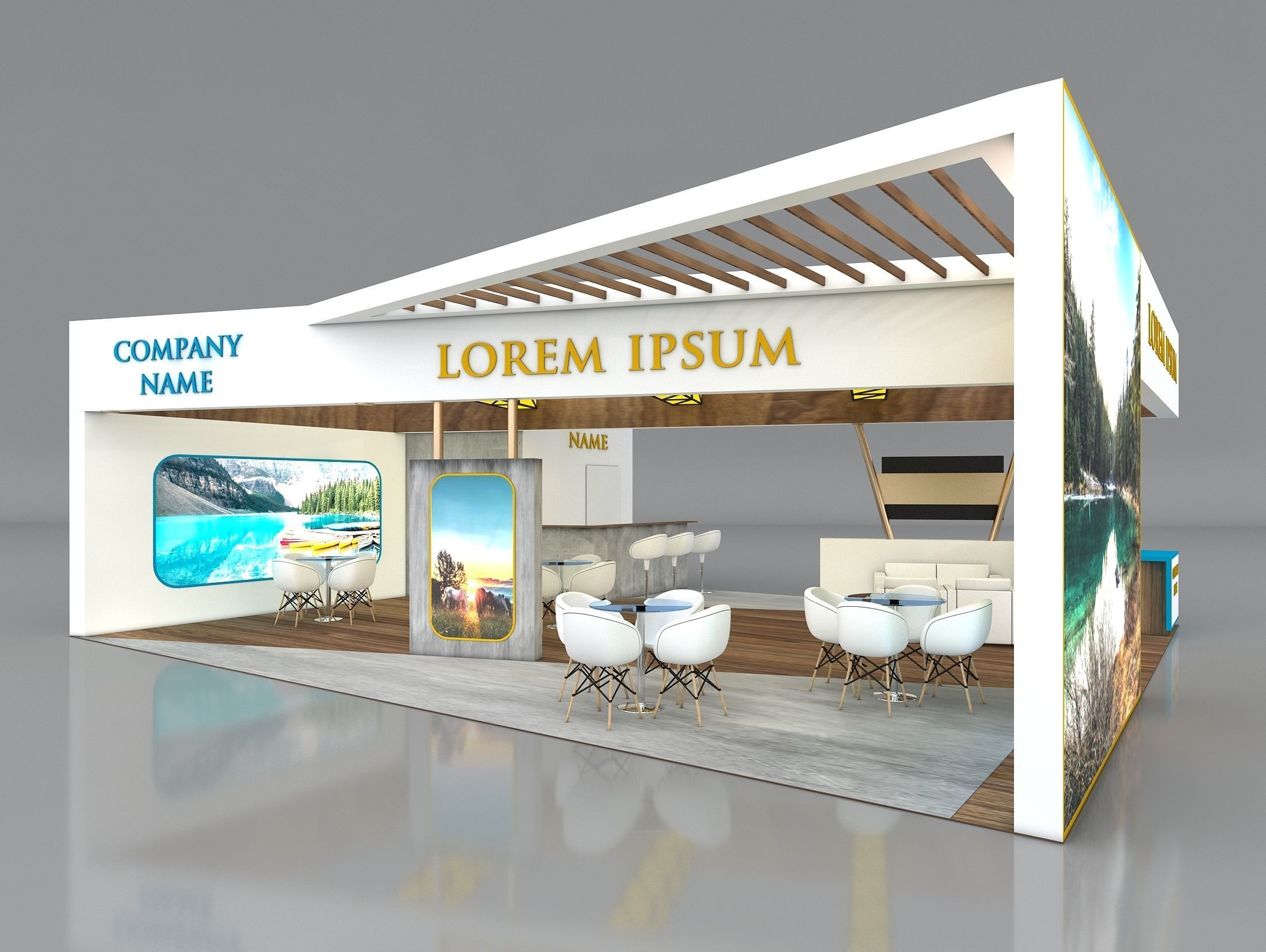 3D Booth Exhibition Stand Stall 8x10m Height 350 cm 3 Side Open 3D model_4