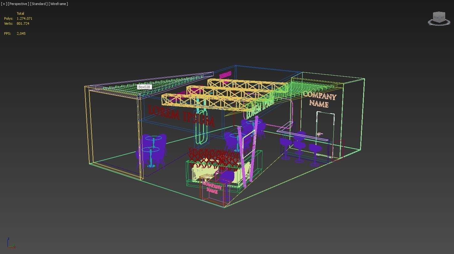 3D Booth Exhibition Stand Stall 8x10m Height 350 cm 3 Side Open 3D model_11