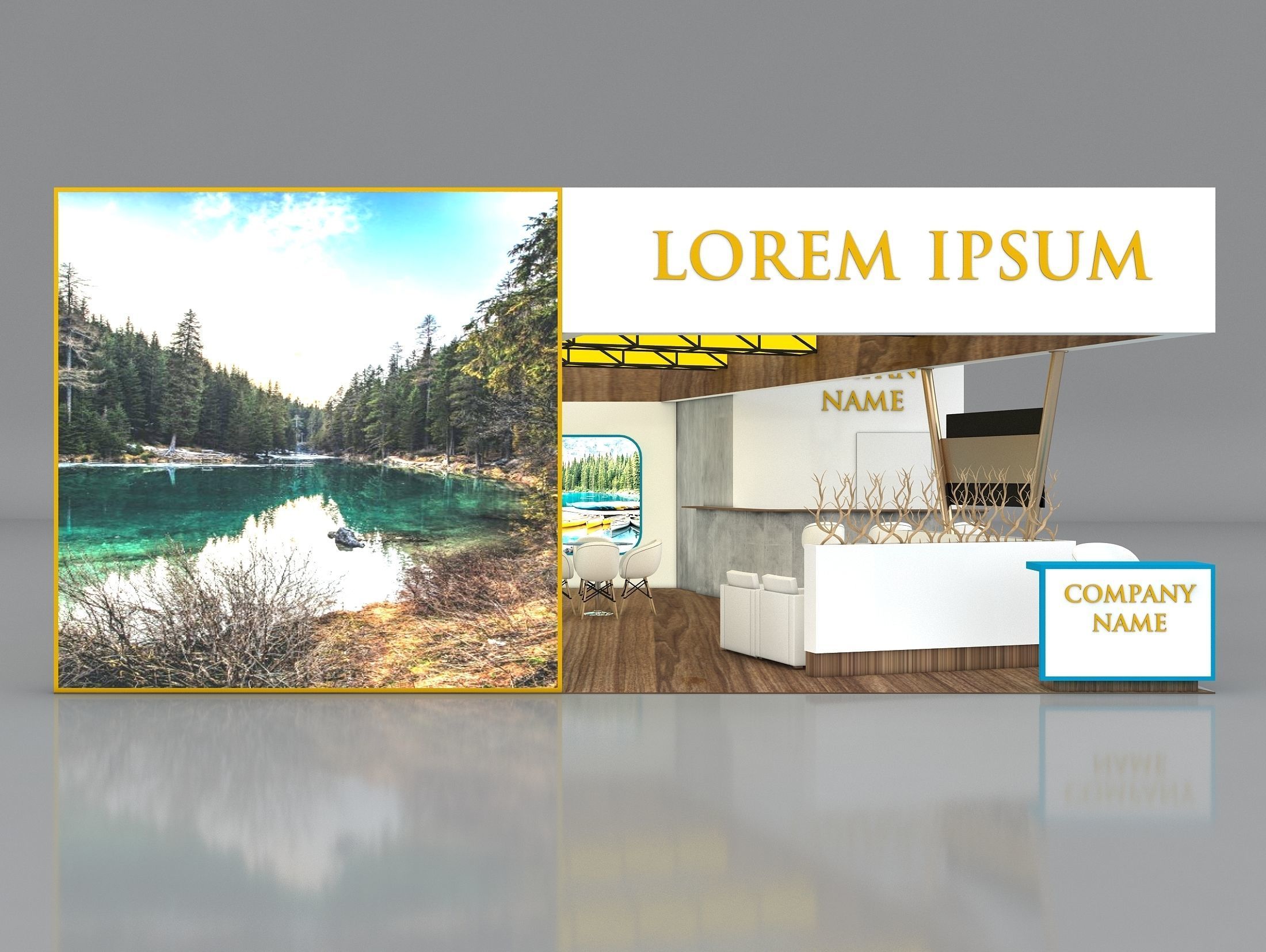 3D Booth Exhibition Stand Stall 8x10m Height 350 cm 3 Side Open 3D model_6