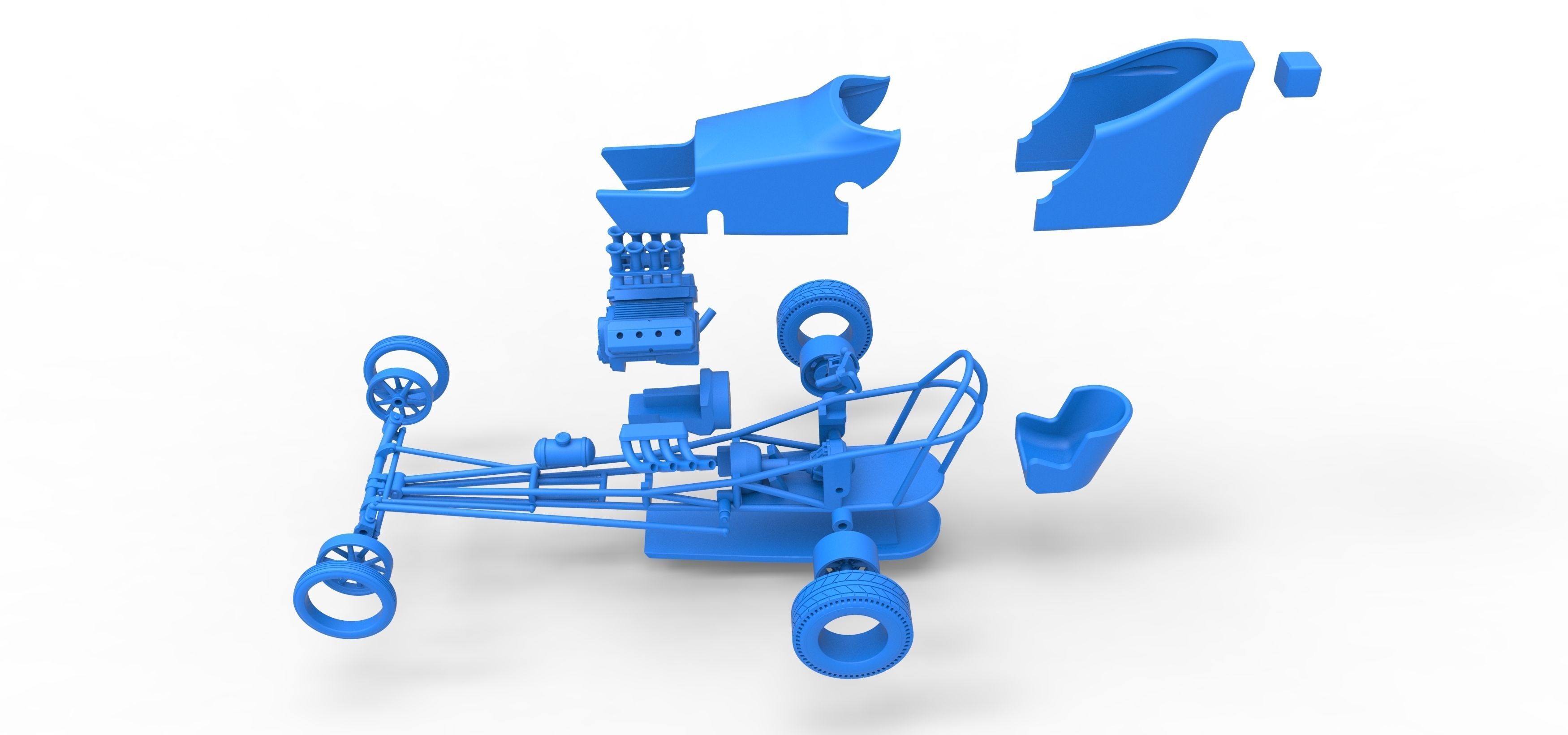 Front engine old school dragster with shell V5 Scale 1 to 25 3D print model_34