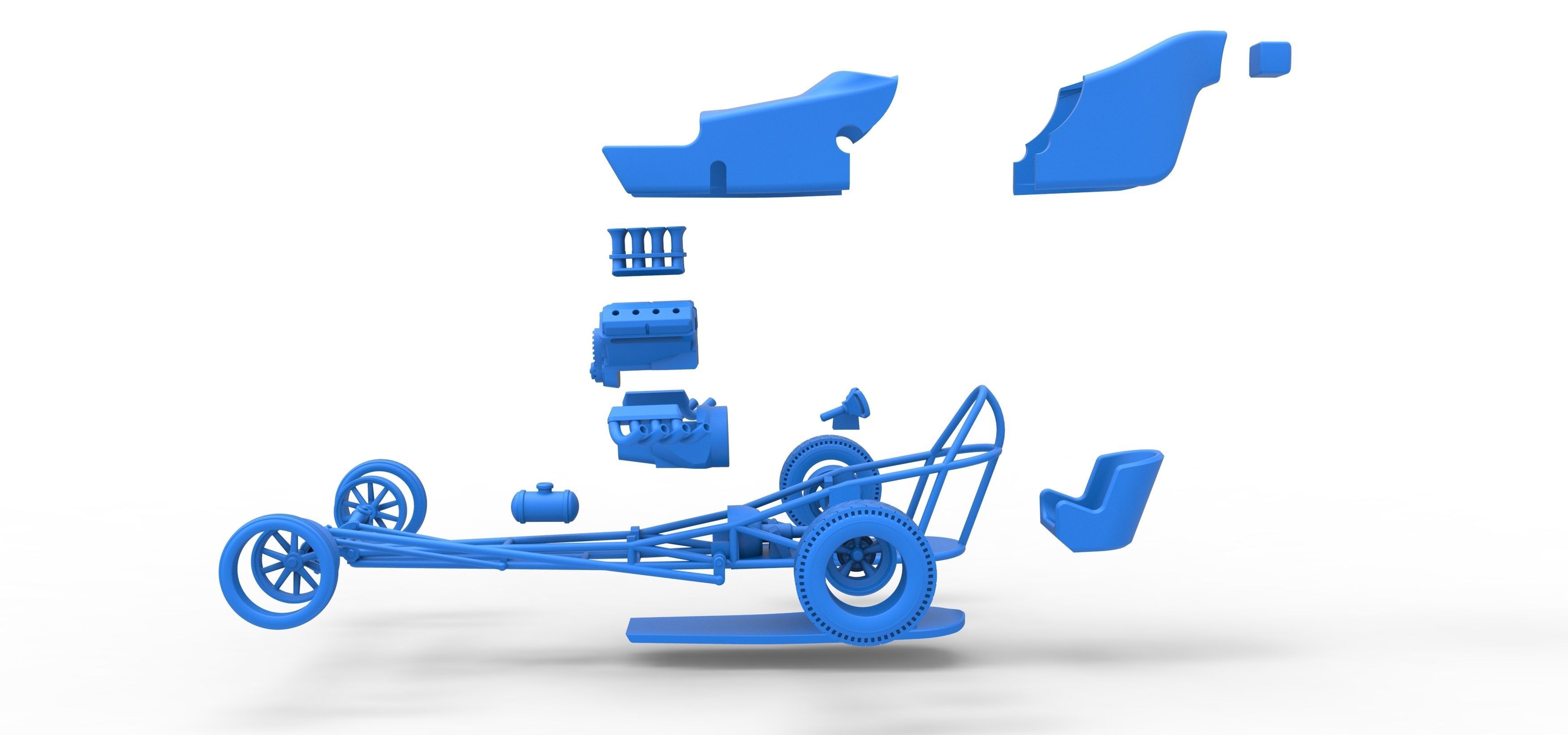 Front engine old school dragster with shell V5 Scale 1 to 25 3D print model_33