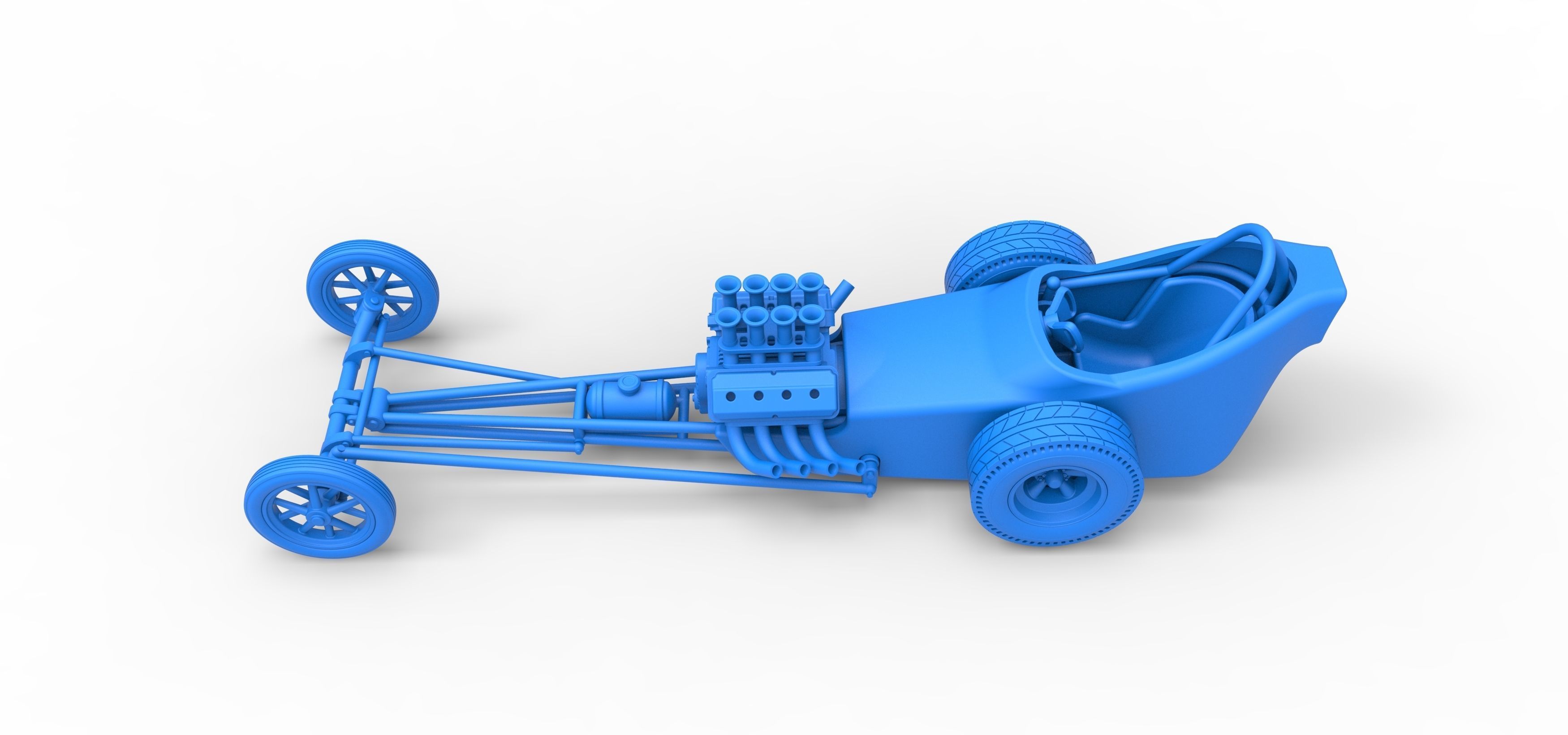 Front engine old school dragster with shell V5 Scale 1 to 25 3D print model_23