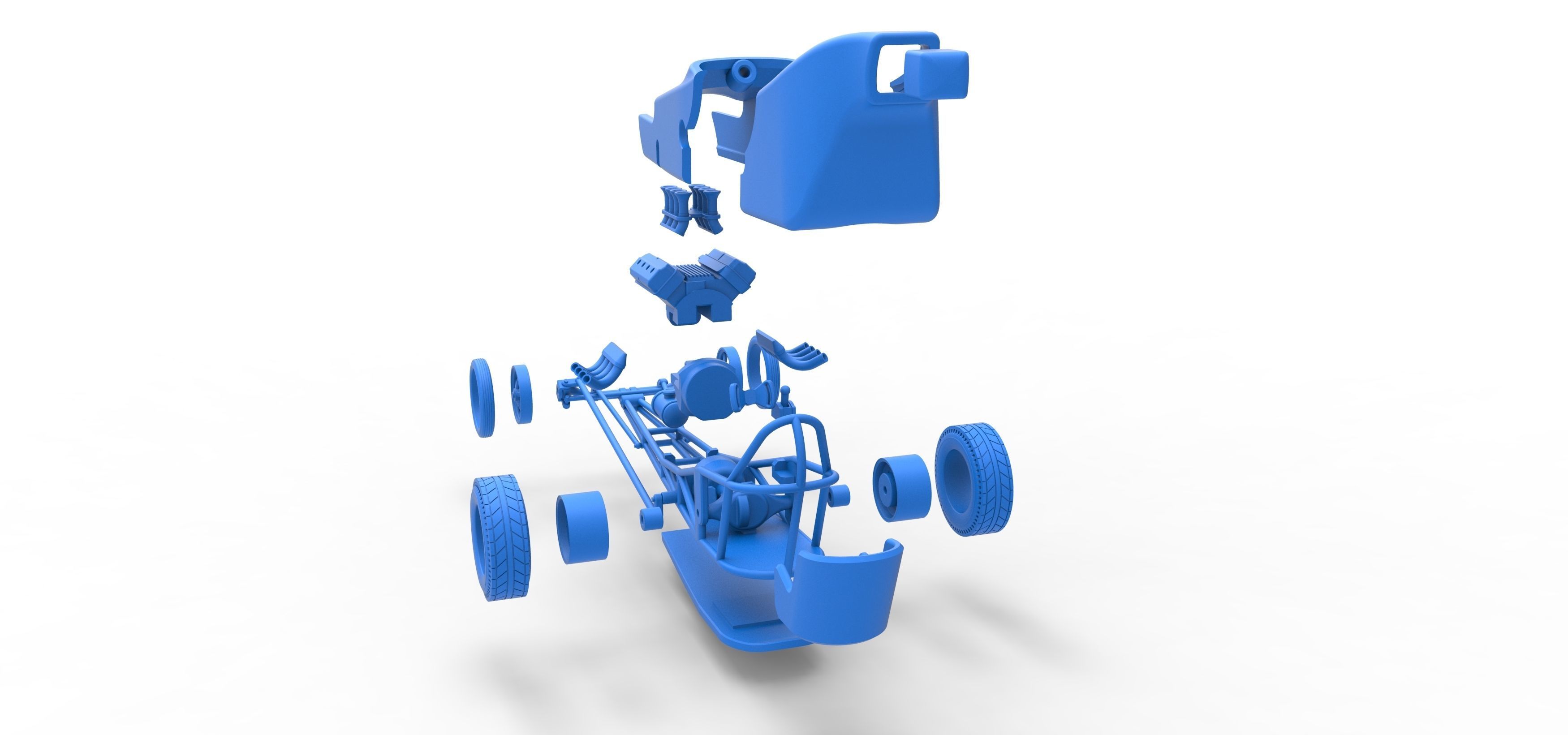 Front engine old school dragster with shell V5 Scale 1 to 25 3D print model_36