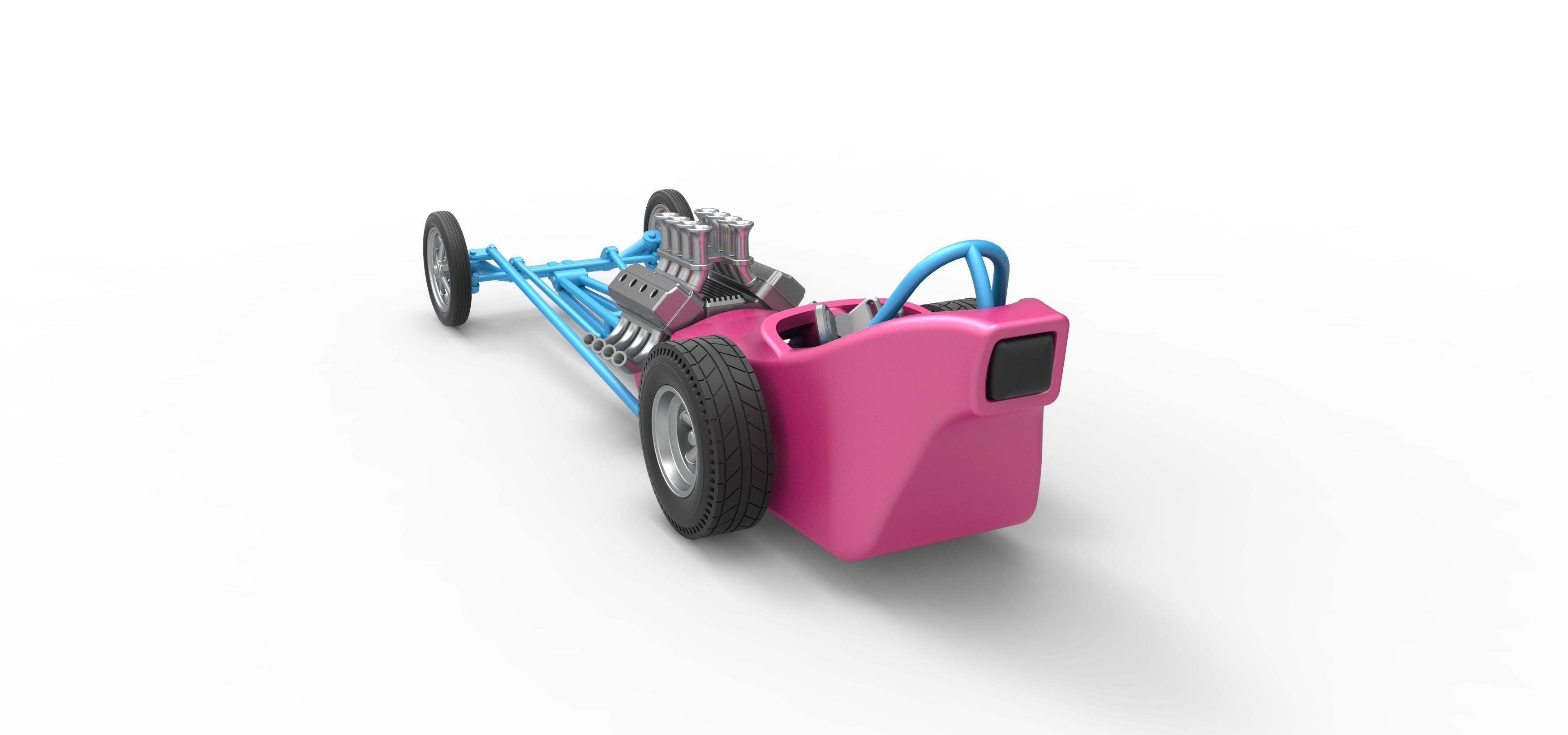 Front engine old school dragster with shell V5 Scale 1 to 25 3D print model_12