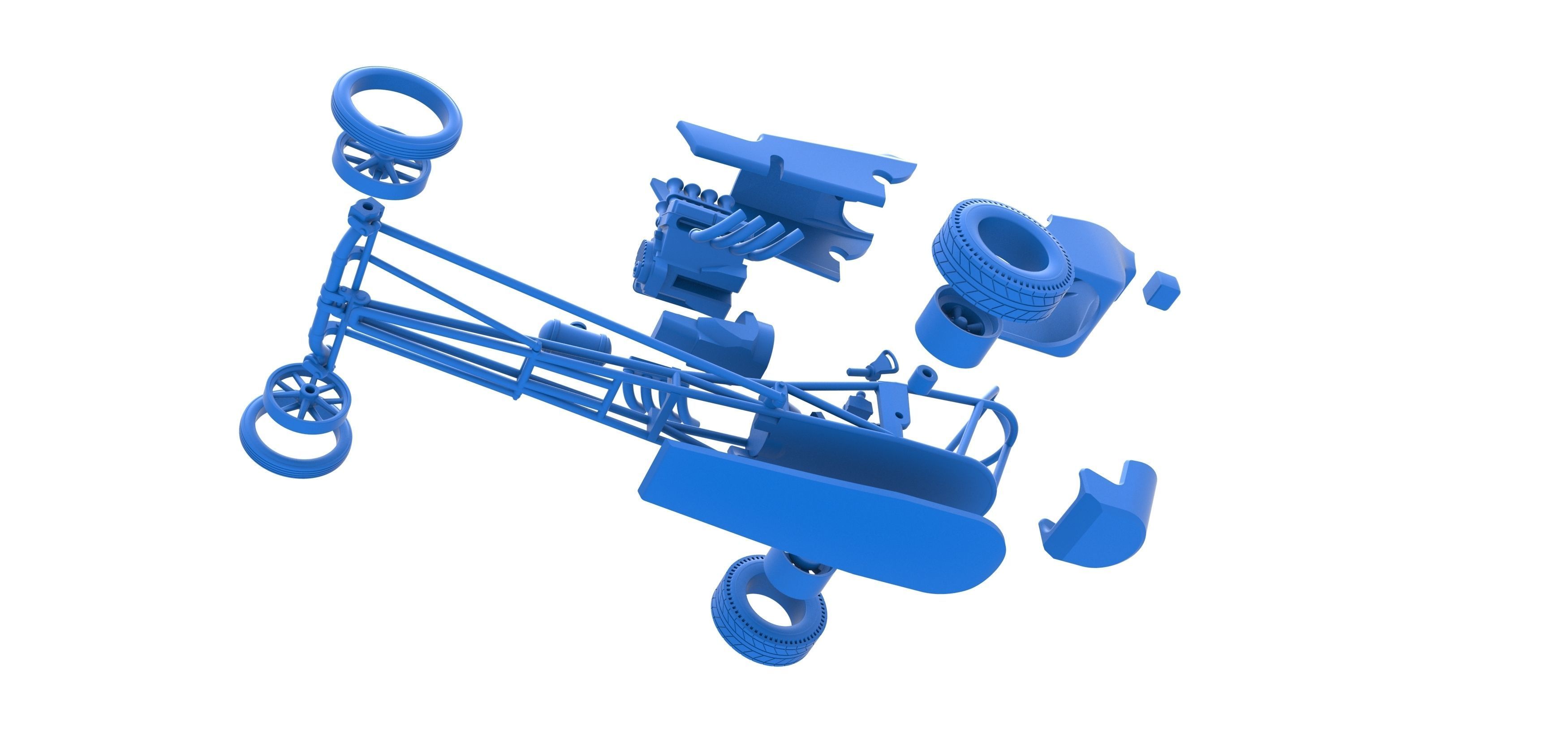 Front engine old school dragster with shell V5 Scale 1 to 25 3D print model_31