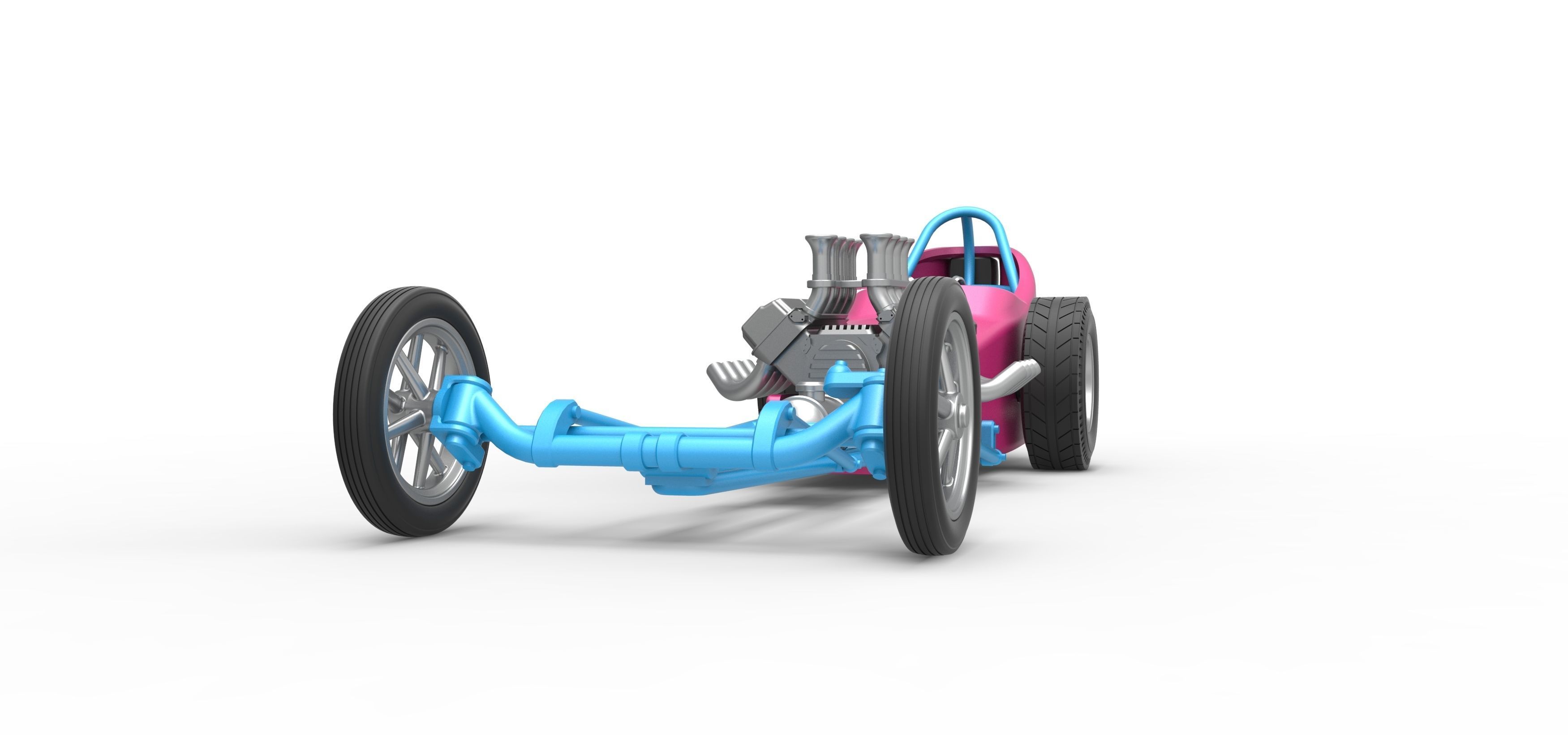 Front engine old school dragster with shell V5 Scale 1 to 25 3D print model_5