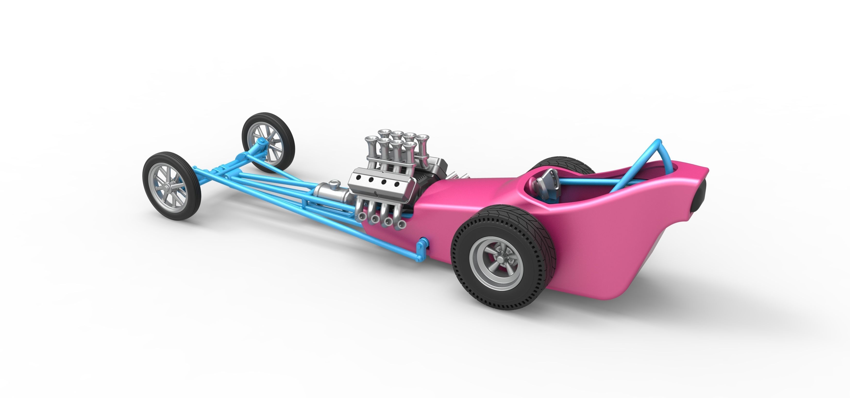 Front engine old school dragster with shell V5 Scale 1 to 25 3D print model_11