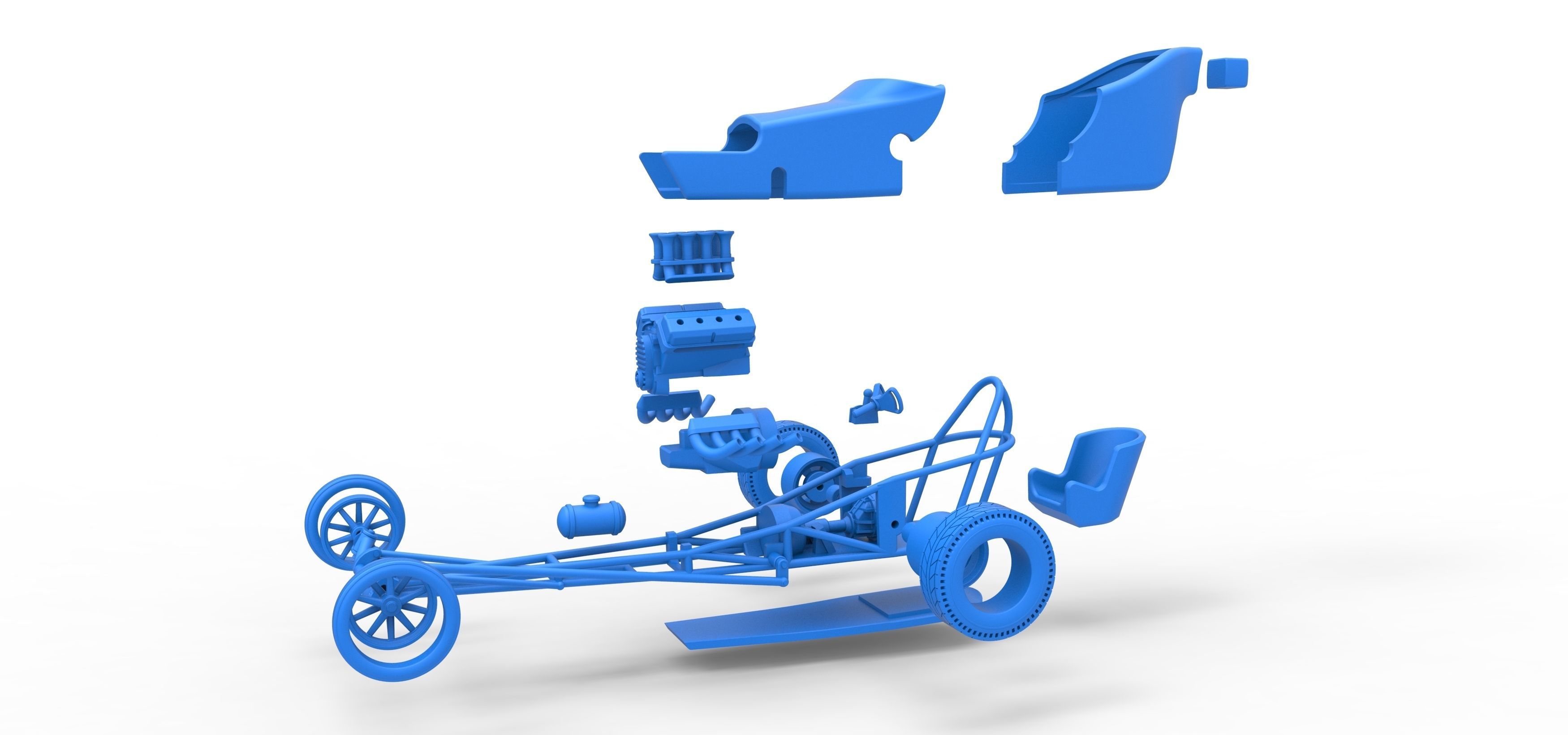 Front engine old school dragster with shell V5 Scale 1 to 25 3D print model_29