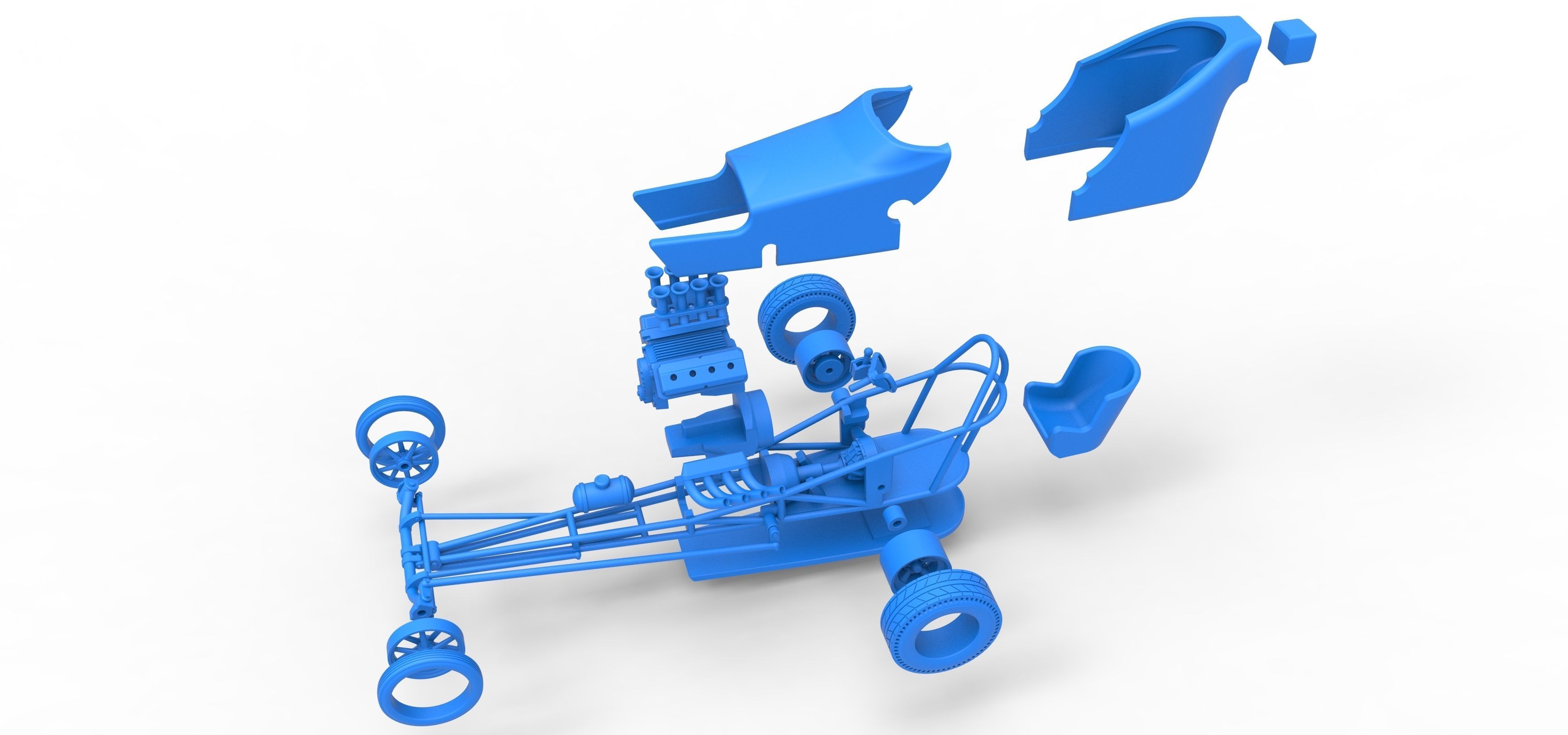 Front engine old school dragster with shell V5 Scale 1 to 25 3D print model_30