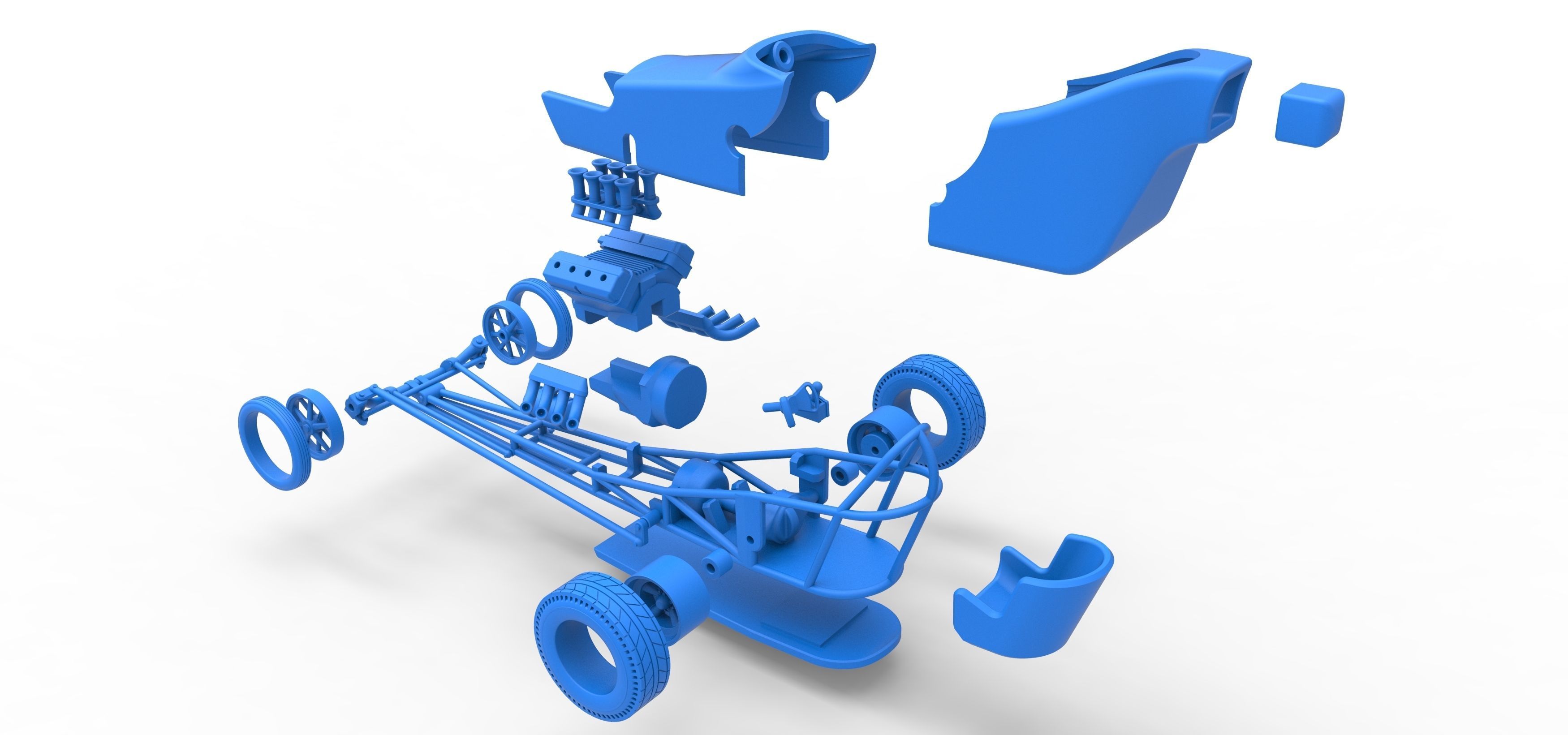 Front engine old school dragster with shell V5 Scale 1 to 25 3D print model_35