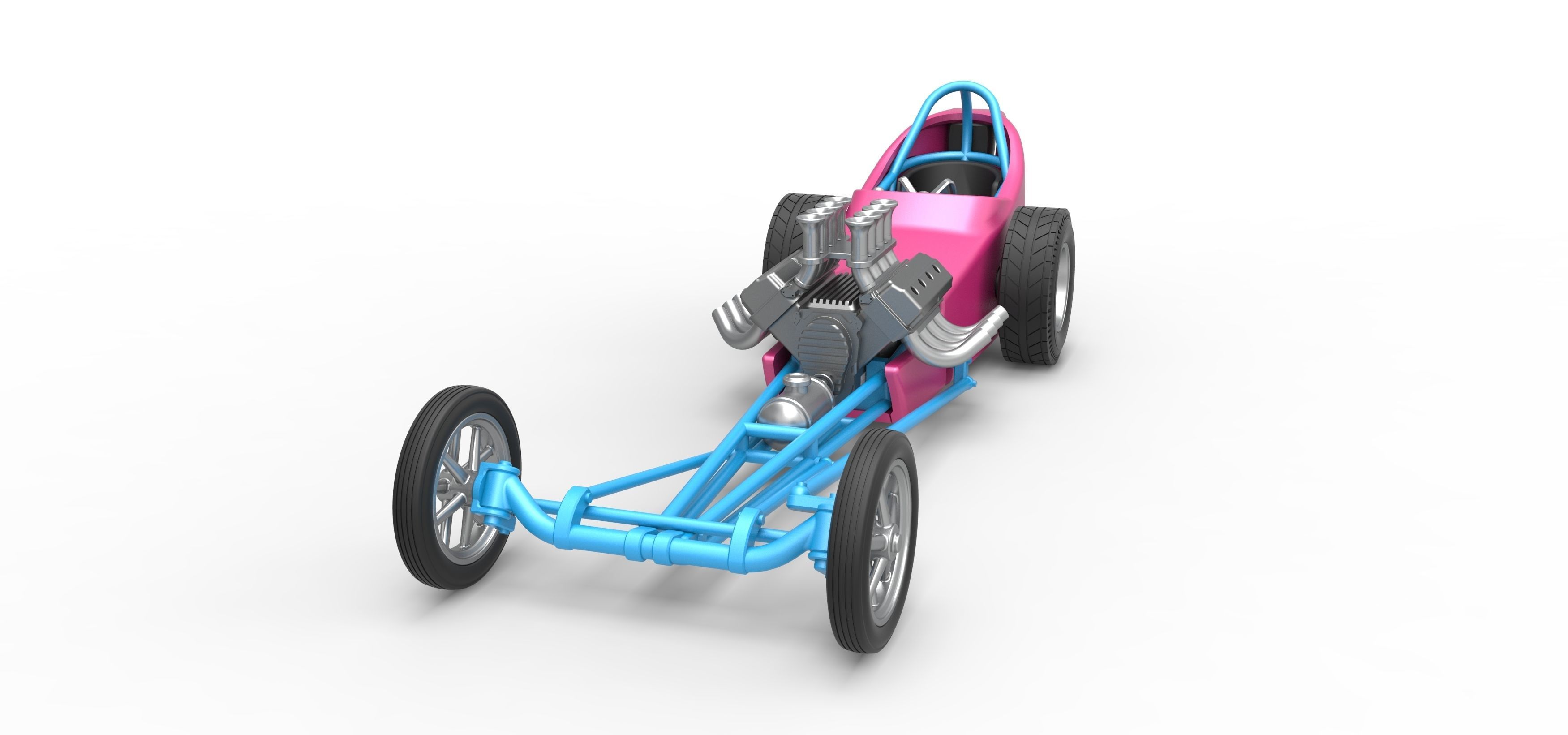 Front engine old school dragster with shell V5 Scale 1 to 25 3D print model_4