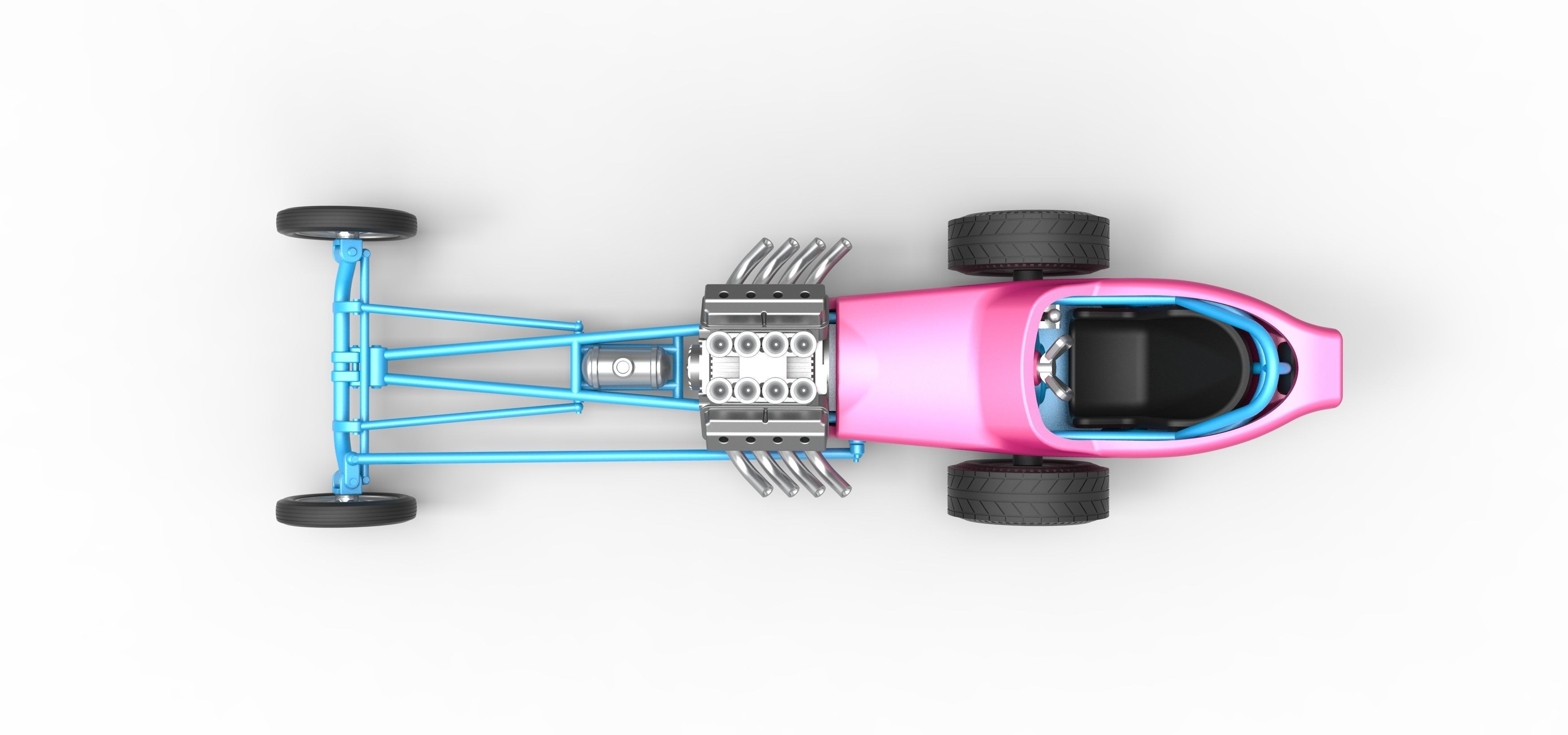 Front engine old school dragster with shell V5 Scale 1 to 25 3D print model_10