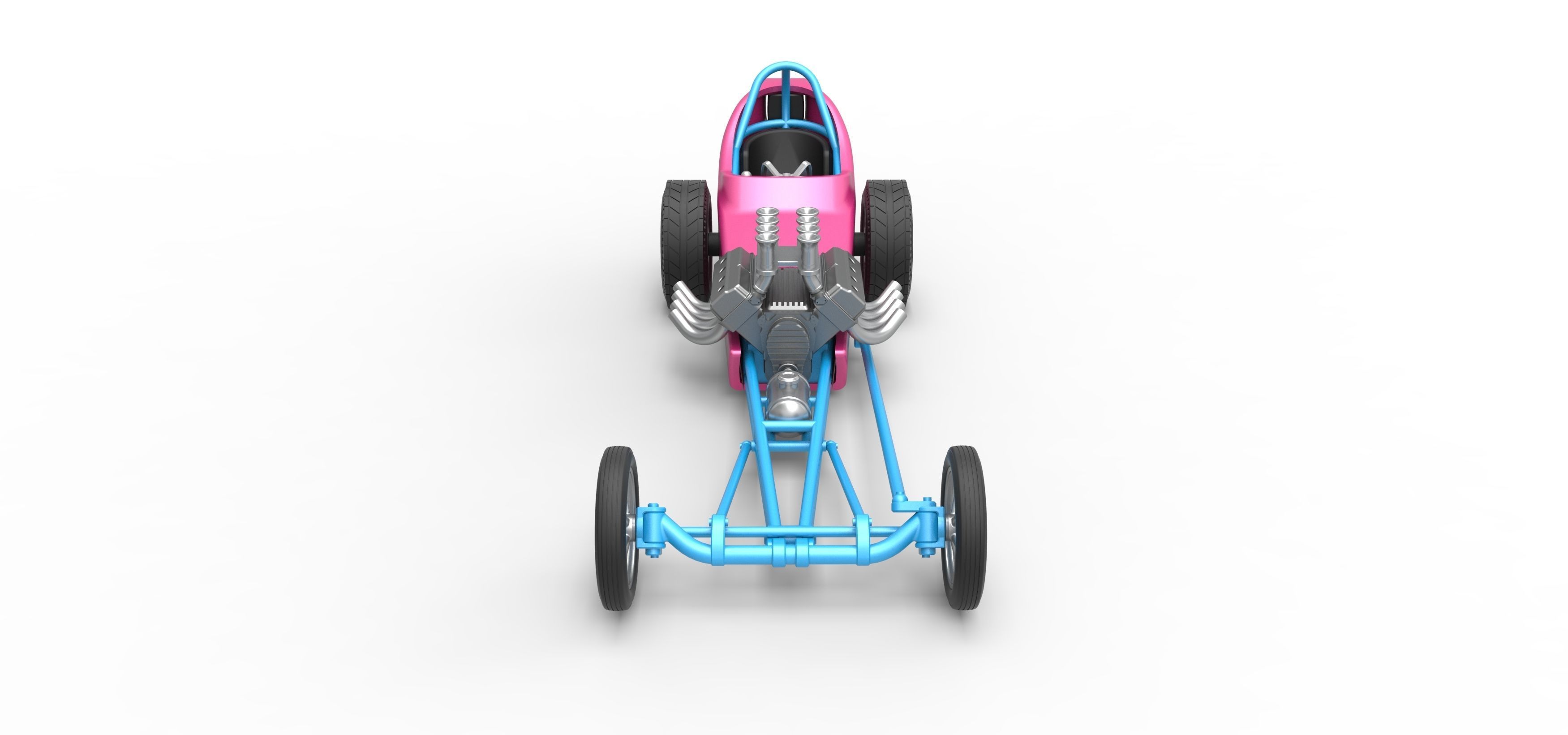 Front engine old school dragster with shell V5 Scale 1 to 25 3D print model_6