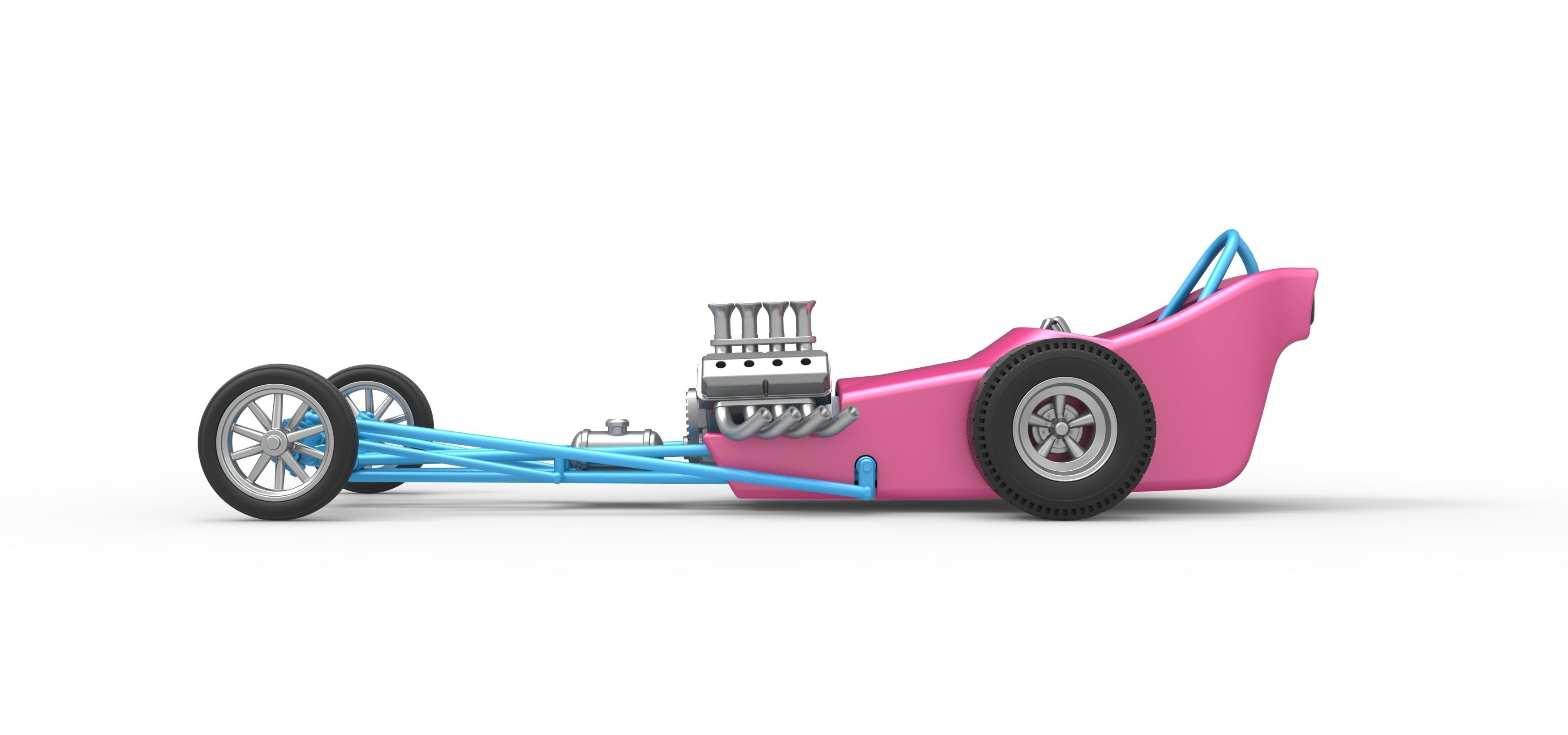 Front engine old school dragster with shell V5 Scale 1 to 25 3D print model_8