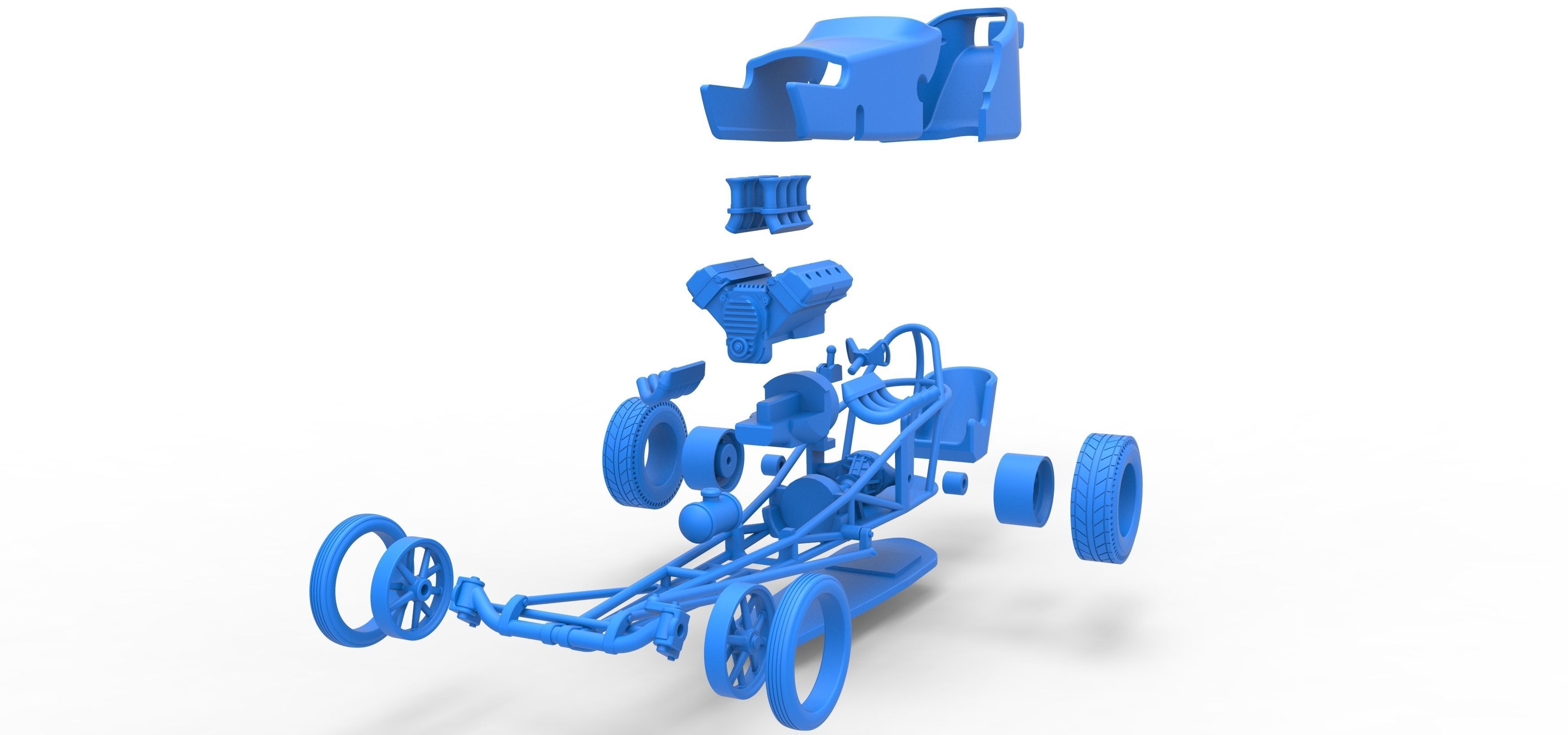 Front engine old school dragster with shell V5 Scale 1 to 25 3D print model_32