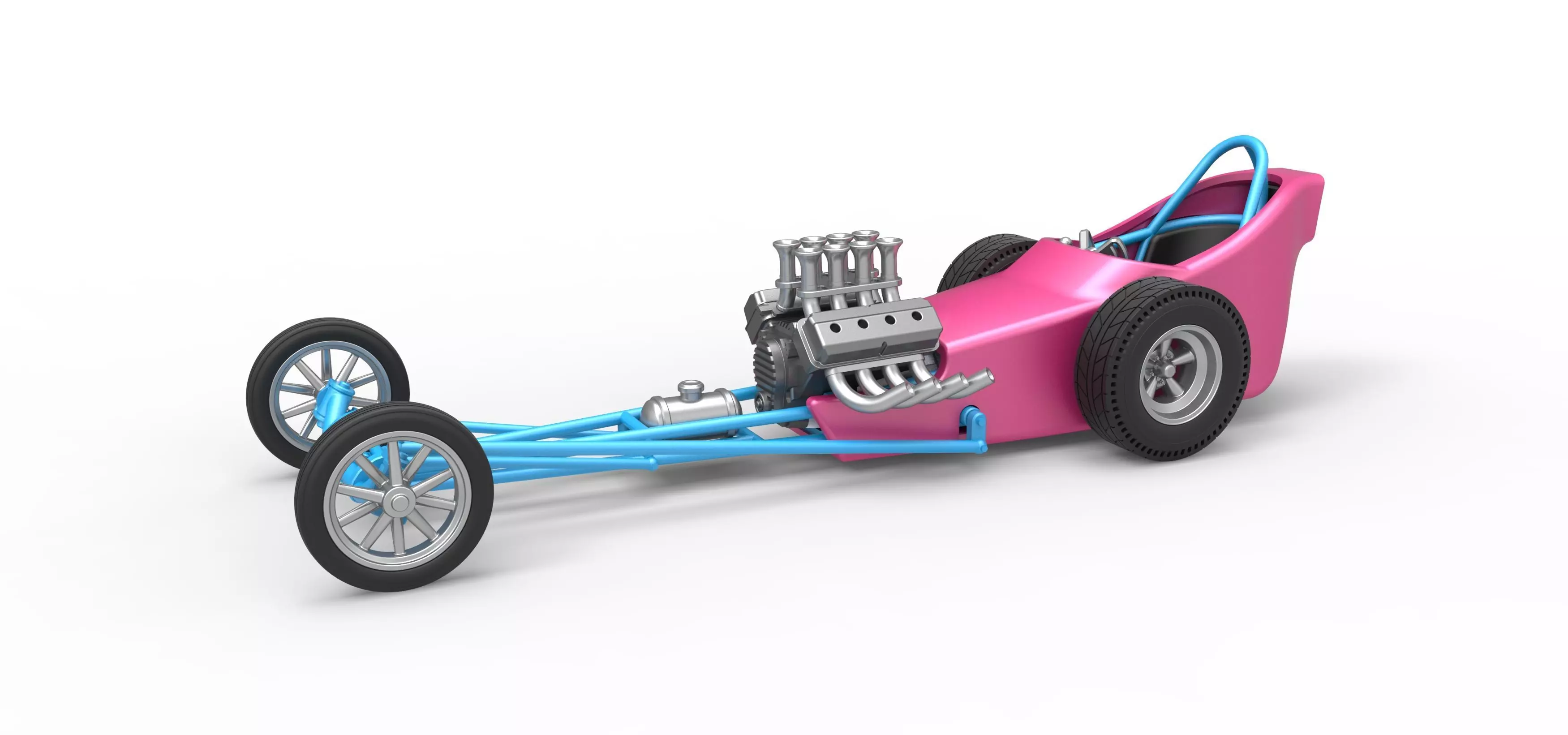 Front engine old school dragster with shell V5 Scale 1 to 25 3D print model_0