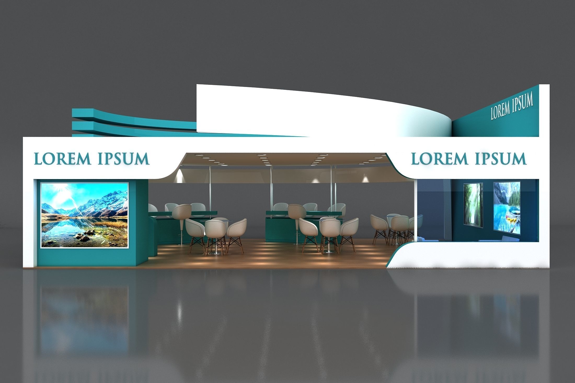 3D Booth Exhibition Stand Stall 8x10m Height 350 cm 3 Side Open 3D model_5