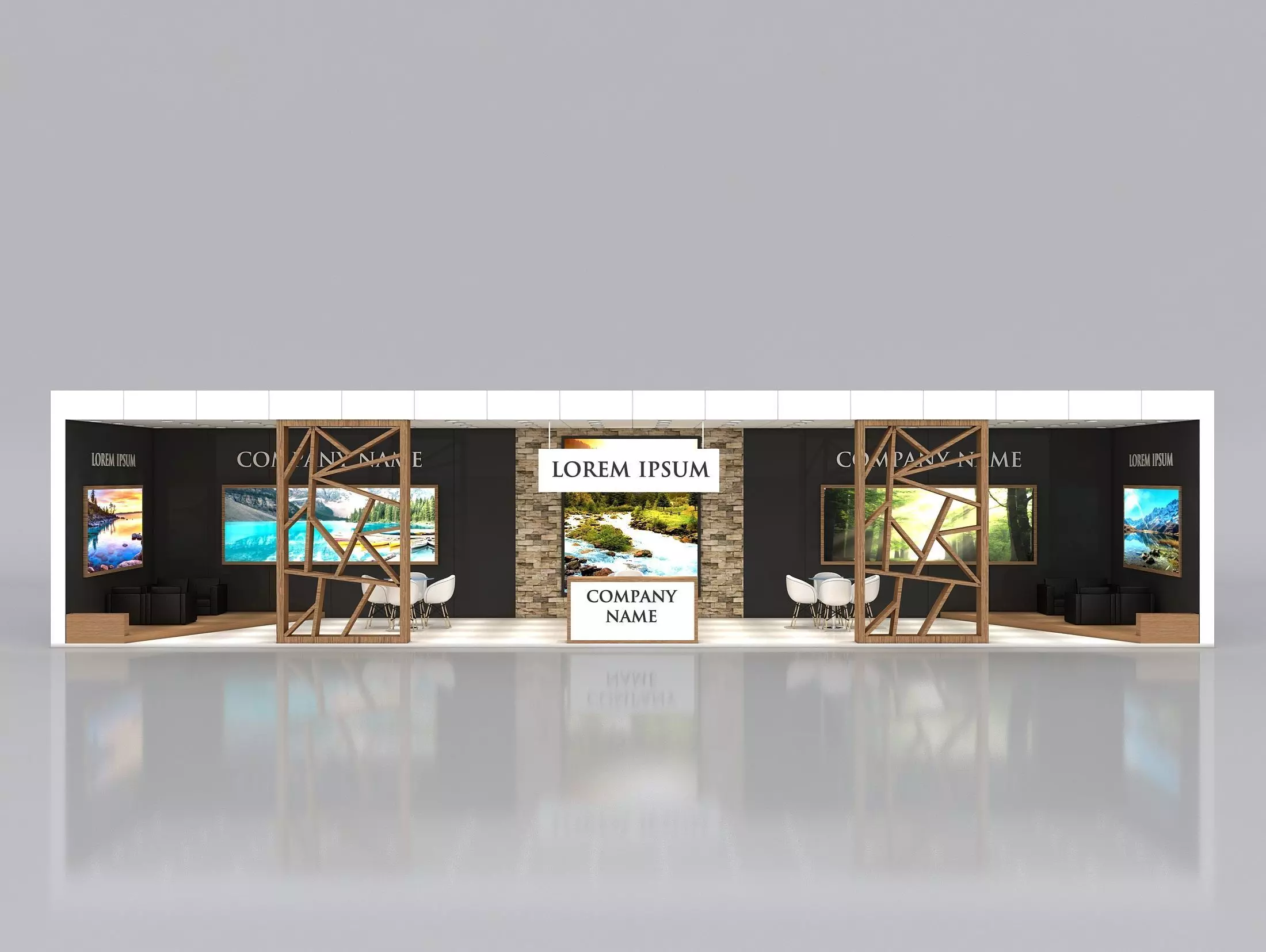 Booth Exhibition Stand Stall 16x4m Height 350 cm 1 Side Open 3D model
