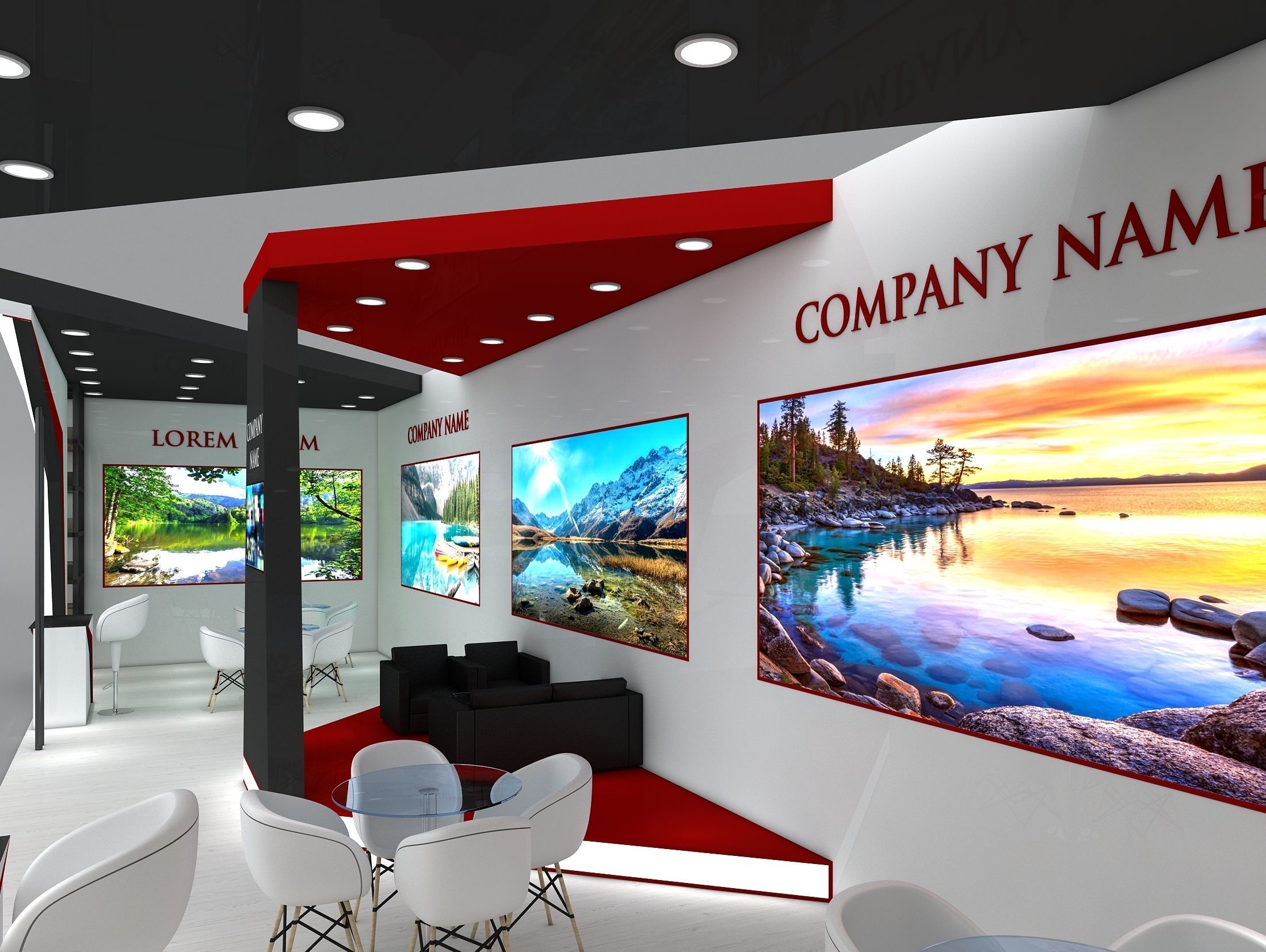 Booth Exhibition Stand Stall 16x4m Height 350 cm 1 Side Open 3D model_3