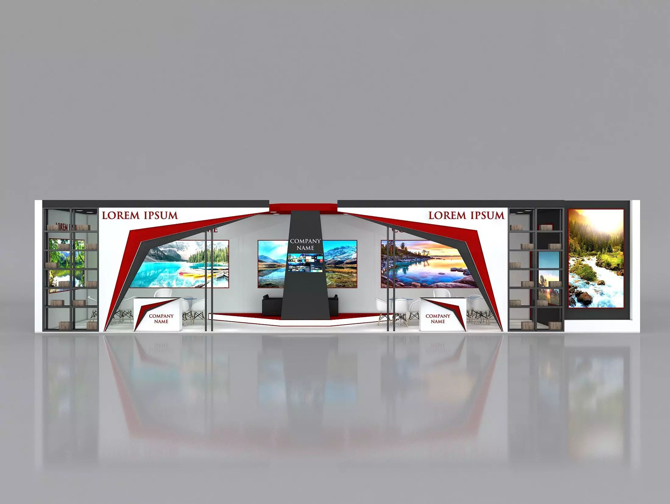 Booth Exhibition Stand Stall 16x4m Height 350 cm 1 Side Open 3D model_0