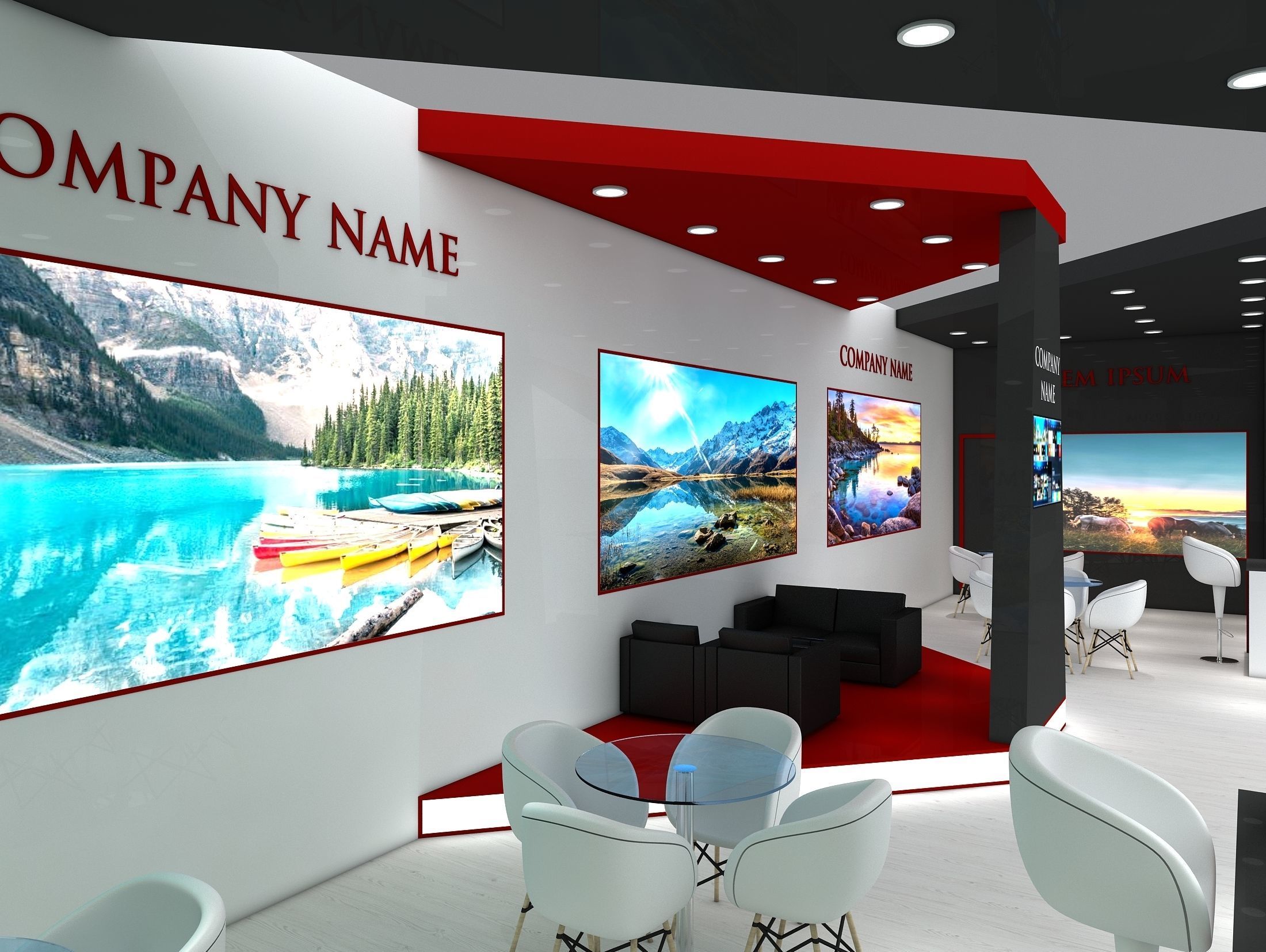 Booth Exhibition Stand Stall 16x4m Height 350 cm 1 Side Open 3D model_4