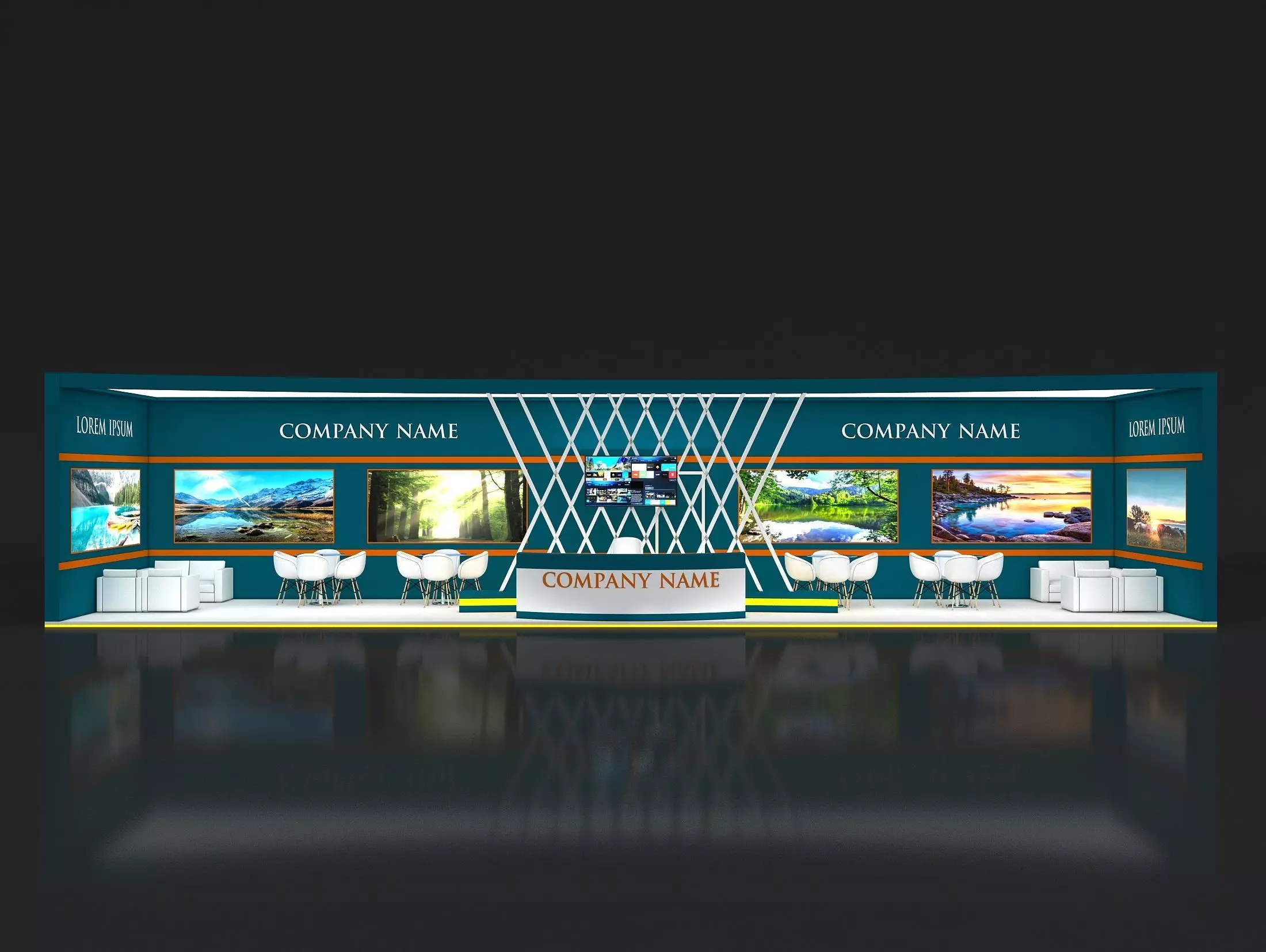 Booth Exhibition Stand Stall 16x4m Height 350 cm 1 Side Open 3D model_0